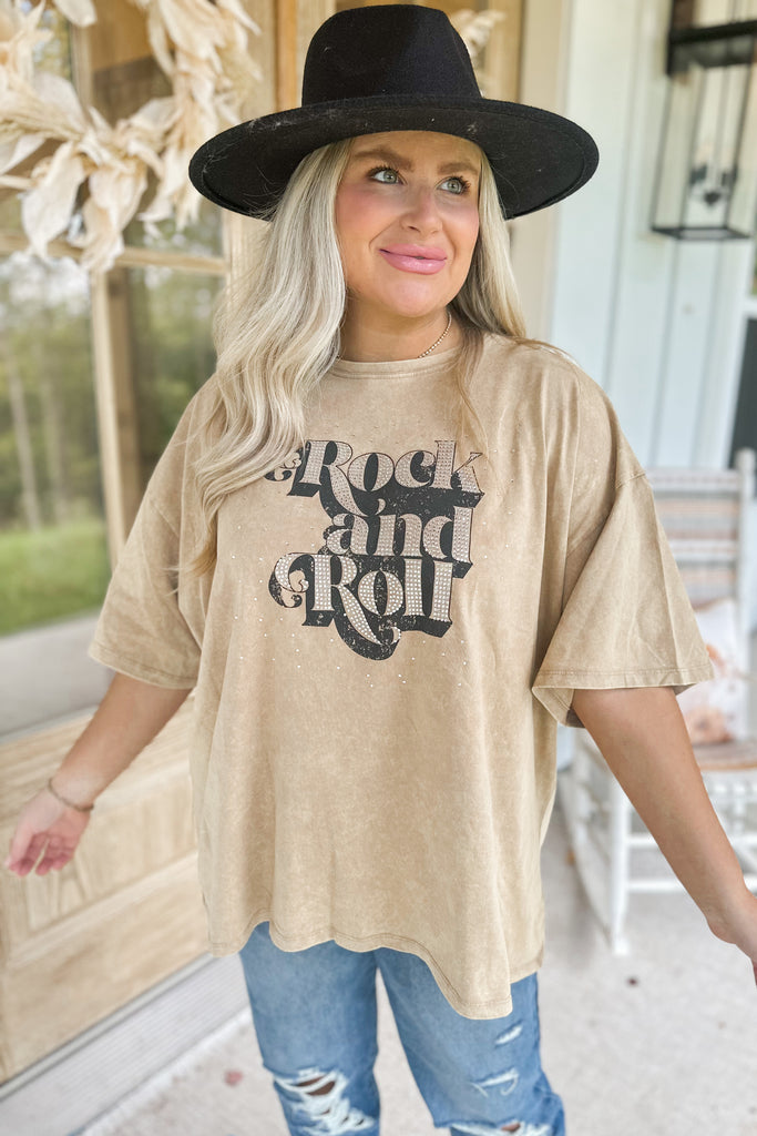 Rock and Roll Acid Washed Cotton Shirts with Rhinestones - Be You Boutique