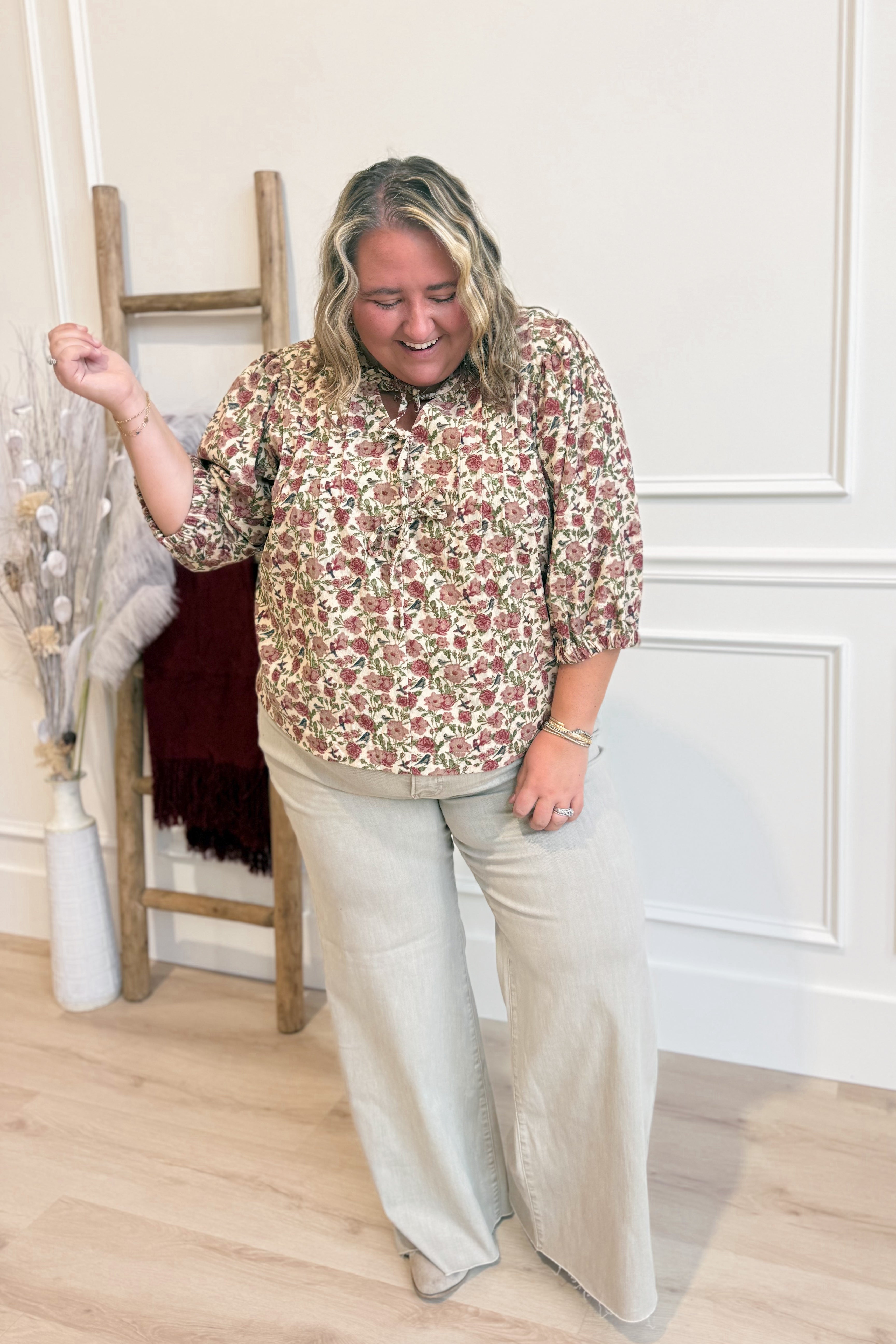 Tina Vintage Floral Pintuck Blouse Top - Be You Boutique