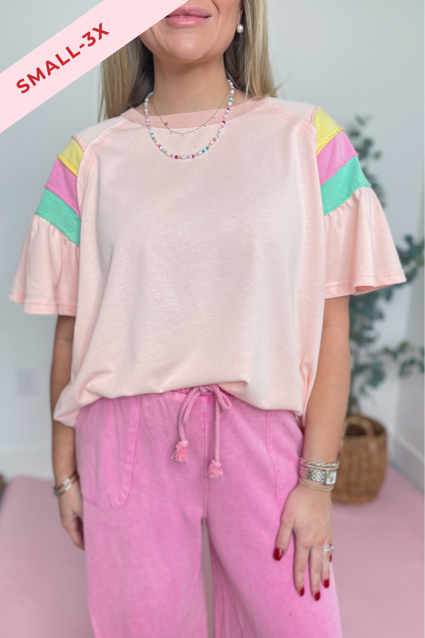 Miranda Color Mix Sleeve Cotton Jersey Knit Top - Be You Boutique