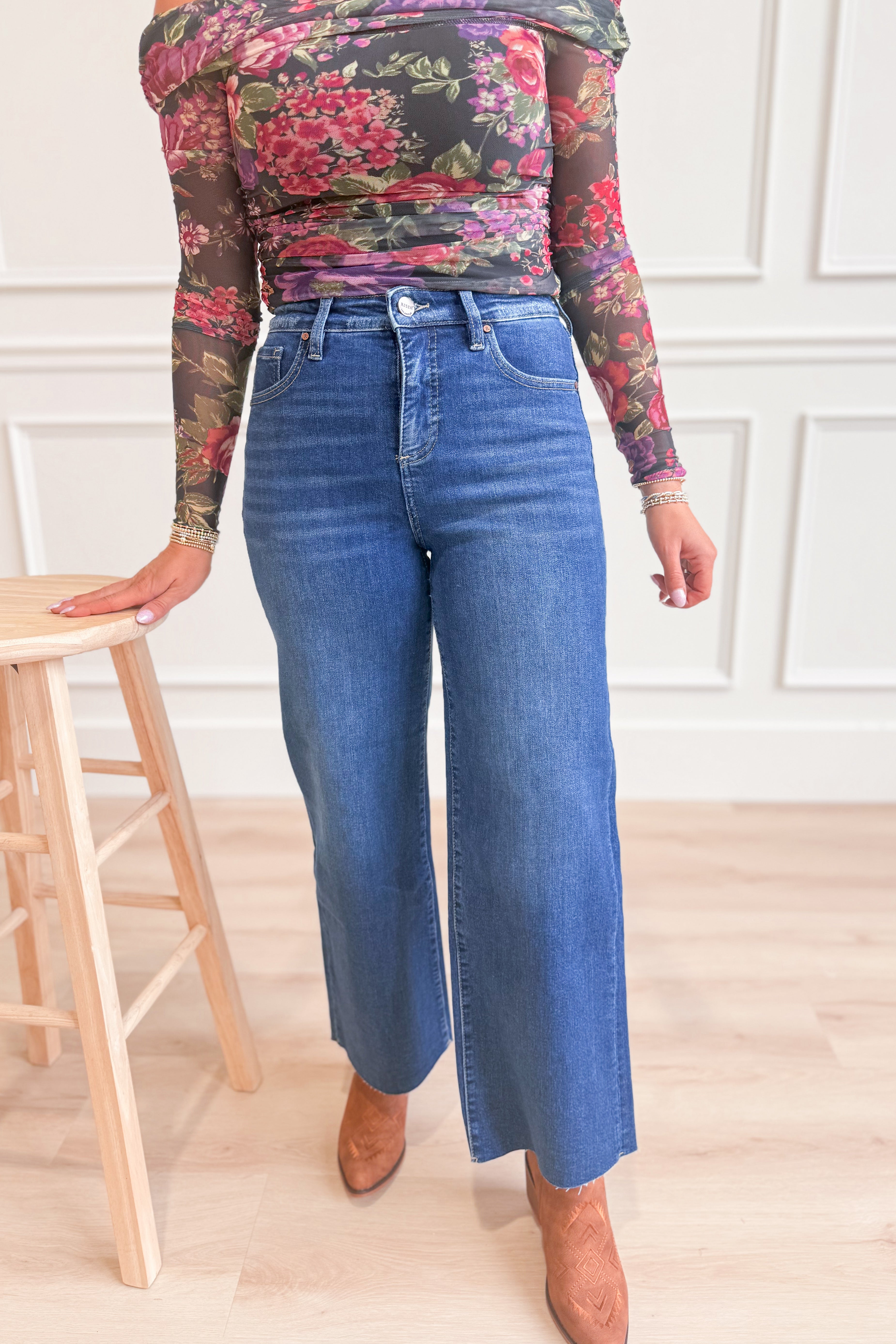 Risen Stevie High Rise Crop Wide Leg Tummy Control Pants - Be You Boutique