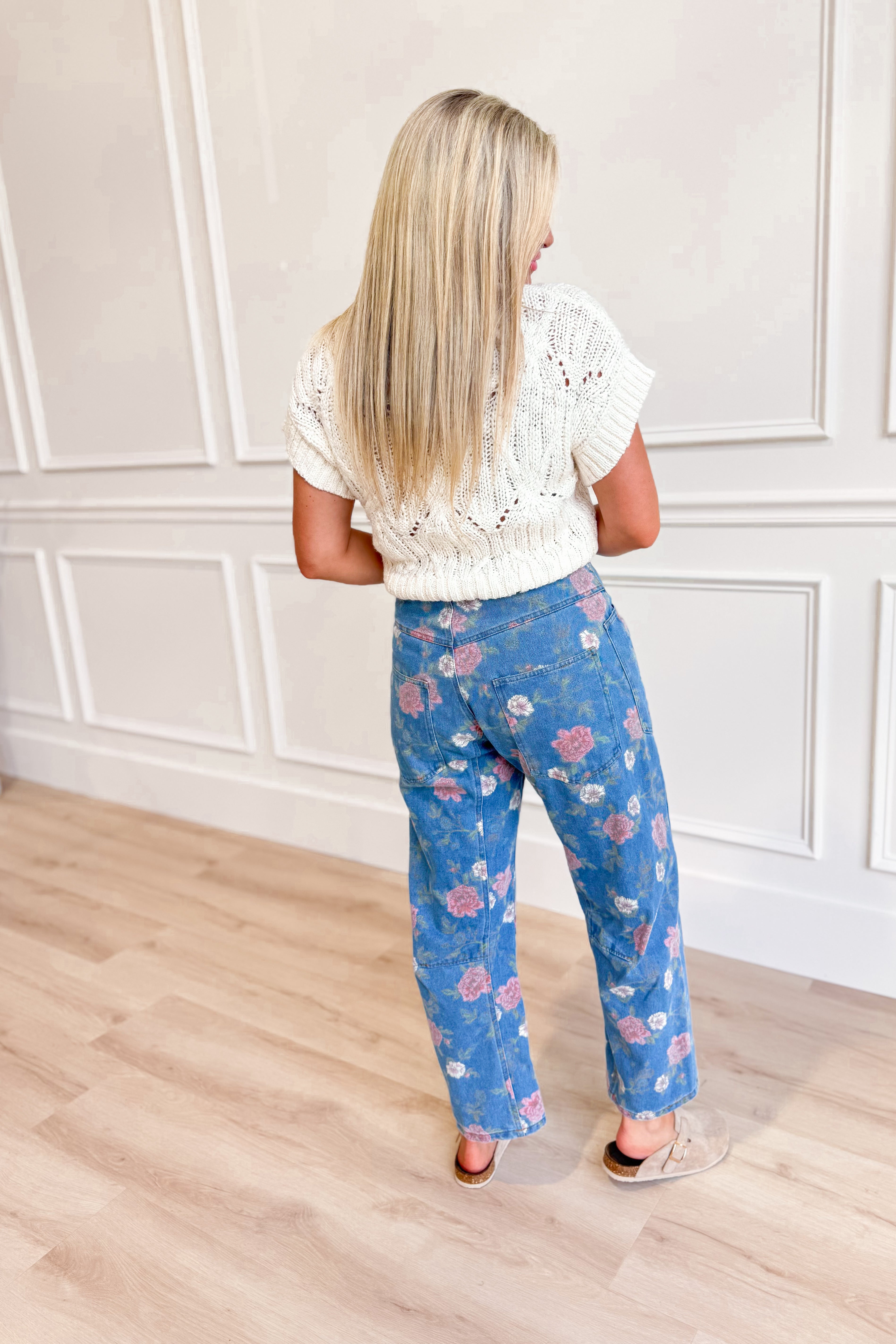 Scarlet Floral Rope Tie Barrel Jean - Be You Boutique