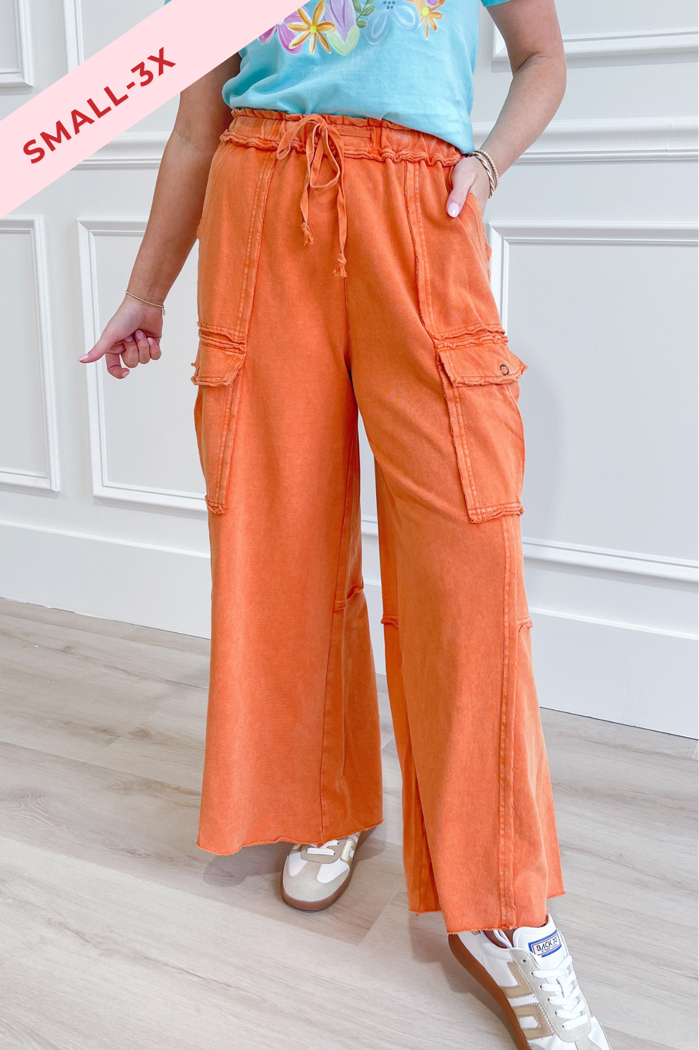 Mateo Mineral Washed Wide Leg Cargo Pants [S-3X] - Be You Boutique