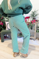 Rudy Green Striped Holiday Pant from BUCKET LIST, 156 Pants style with festive green and red stripes, casual holiday apparel