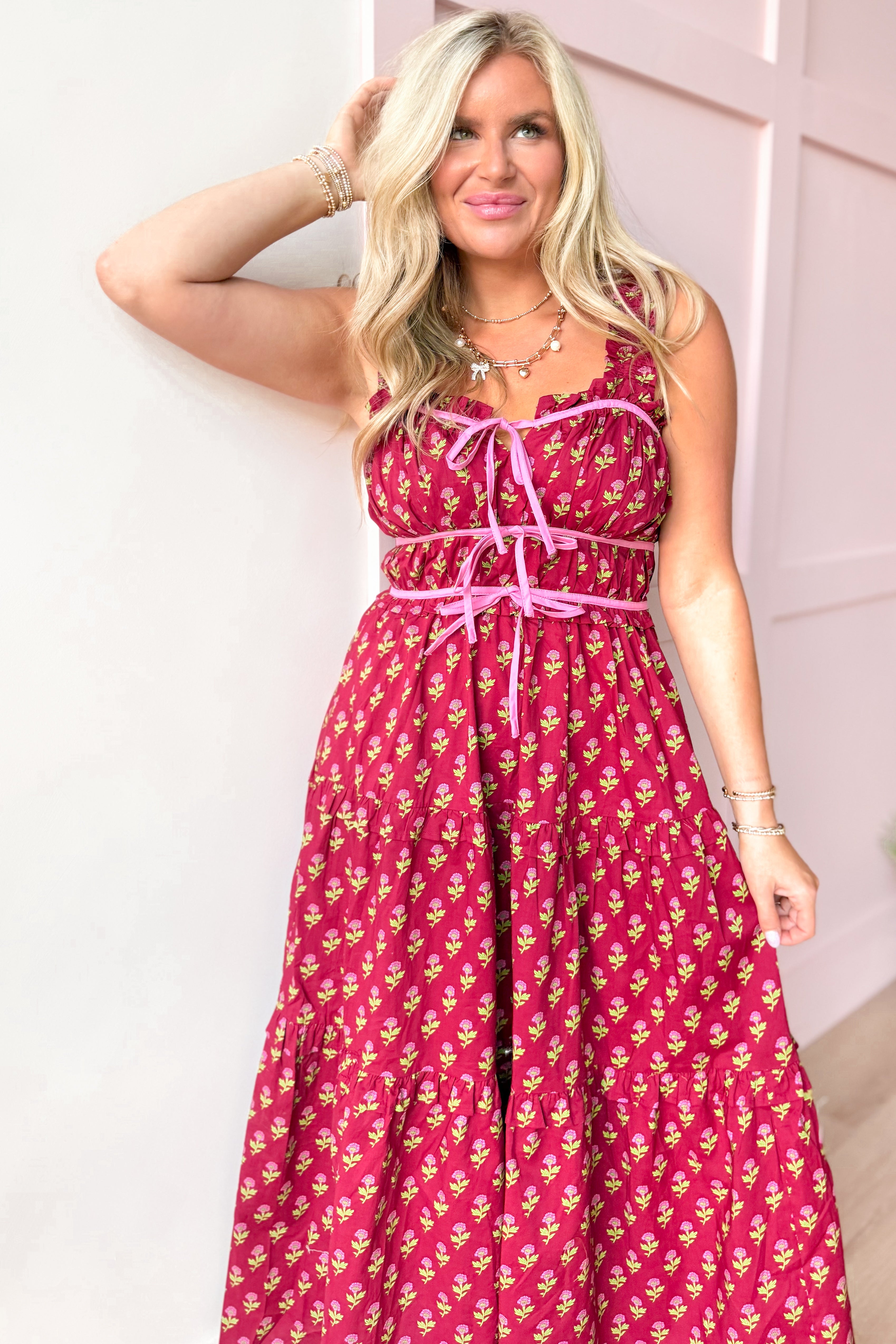 Lulu Floral Tiered Midi Dress - Be You Boutique