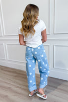 Peach Love Luis polka dot rolled hem barrel jeans with novelty 147 style, featuring a relaxed fit and playful polka dot pattern.