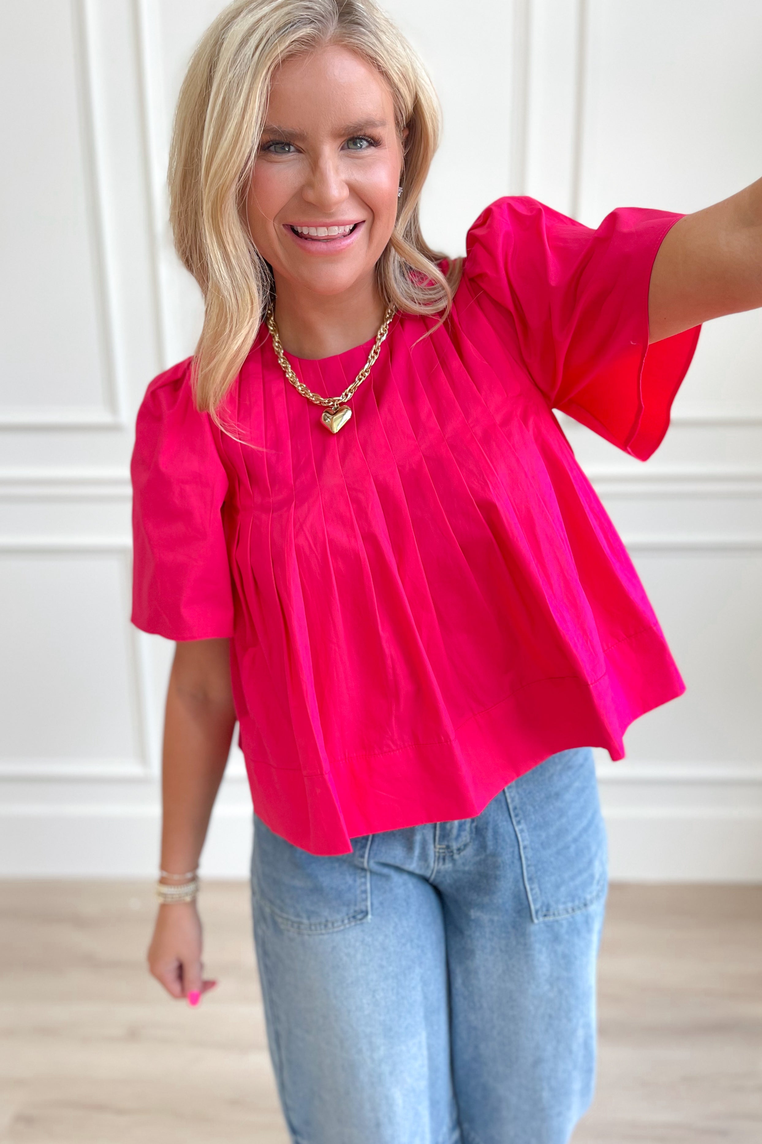 Lulu Pleated Short Sleeve Top - Be You Boutique