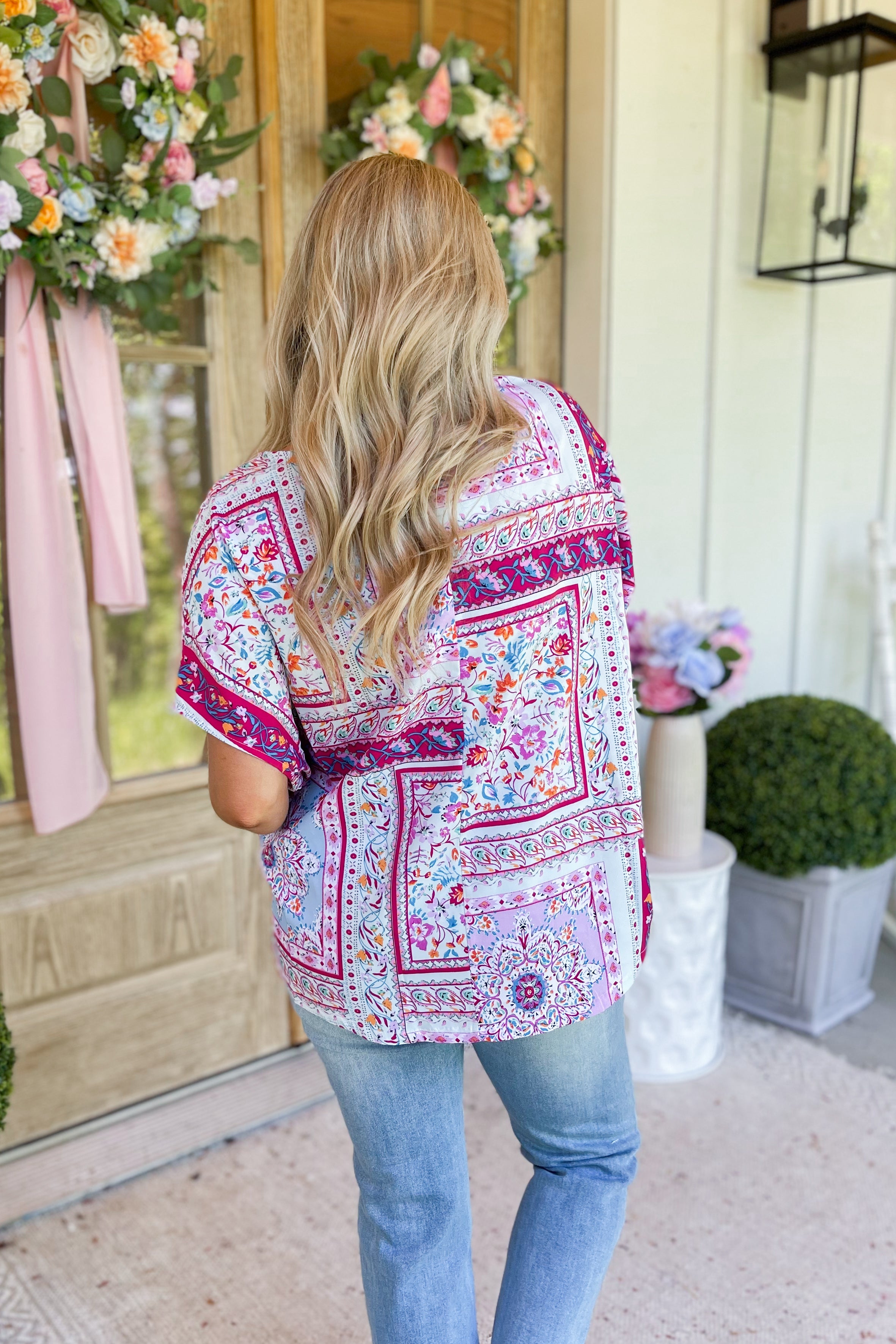 Thomas Scarf Printed Round Neck Woven Top - Be You Boutique