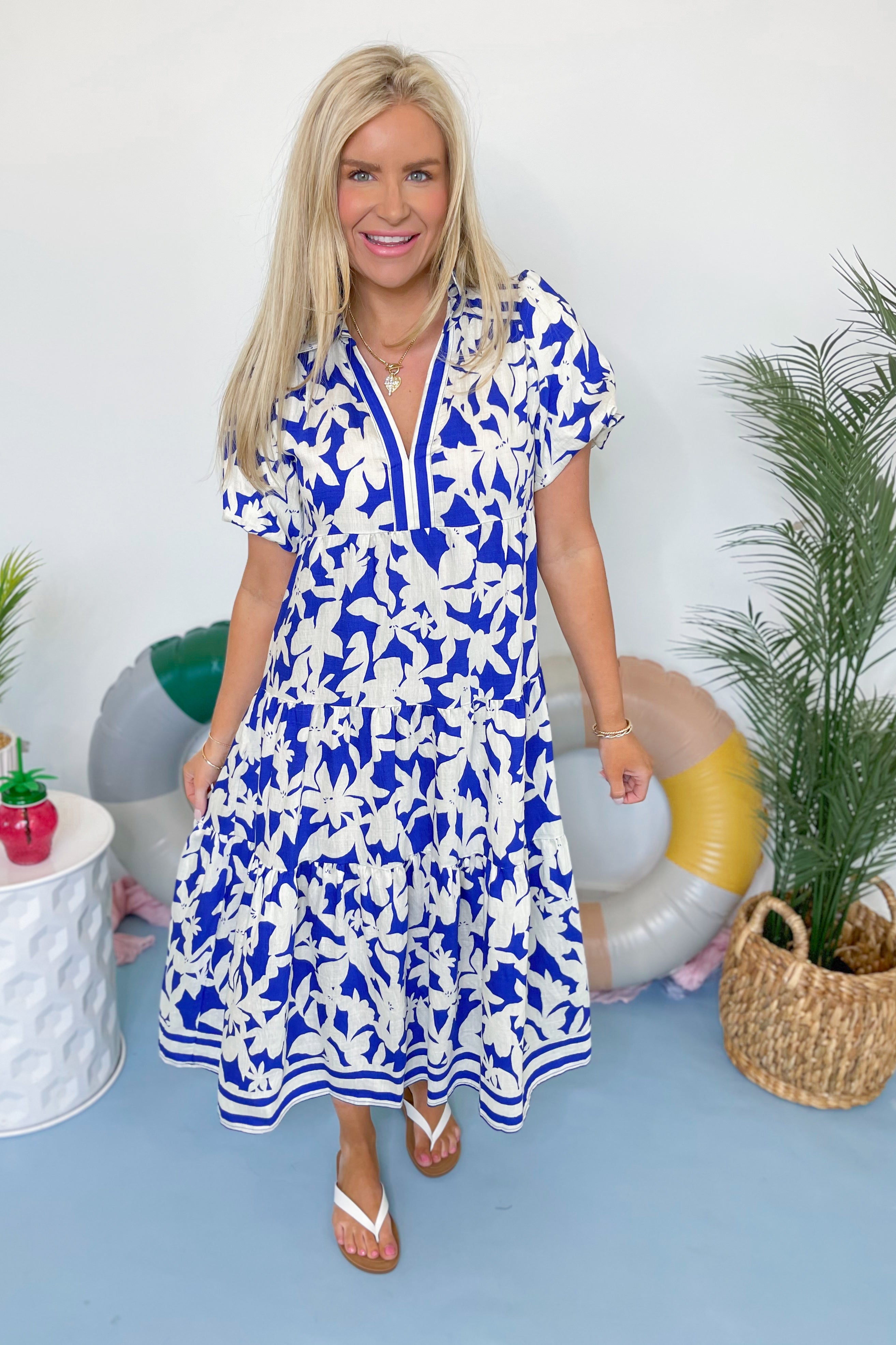 Jessica Botanical Print Midi Dress - Be You Boutique
