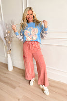 Sonya Plaid Sleeve Flower Patch Top - Be You Boutique