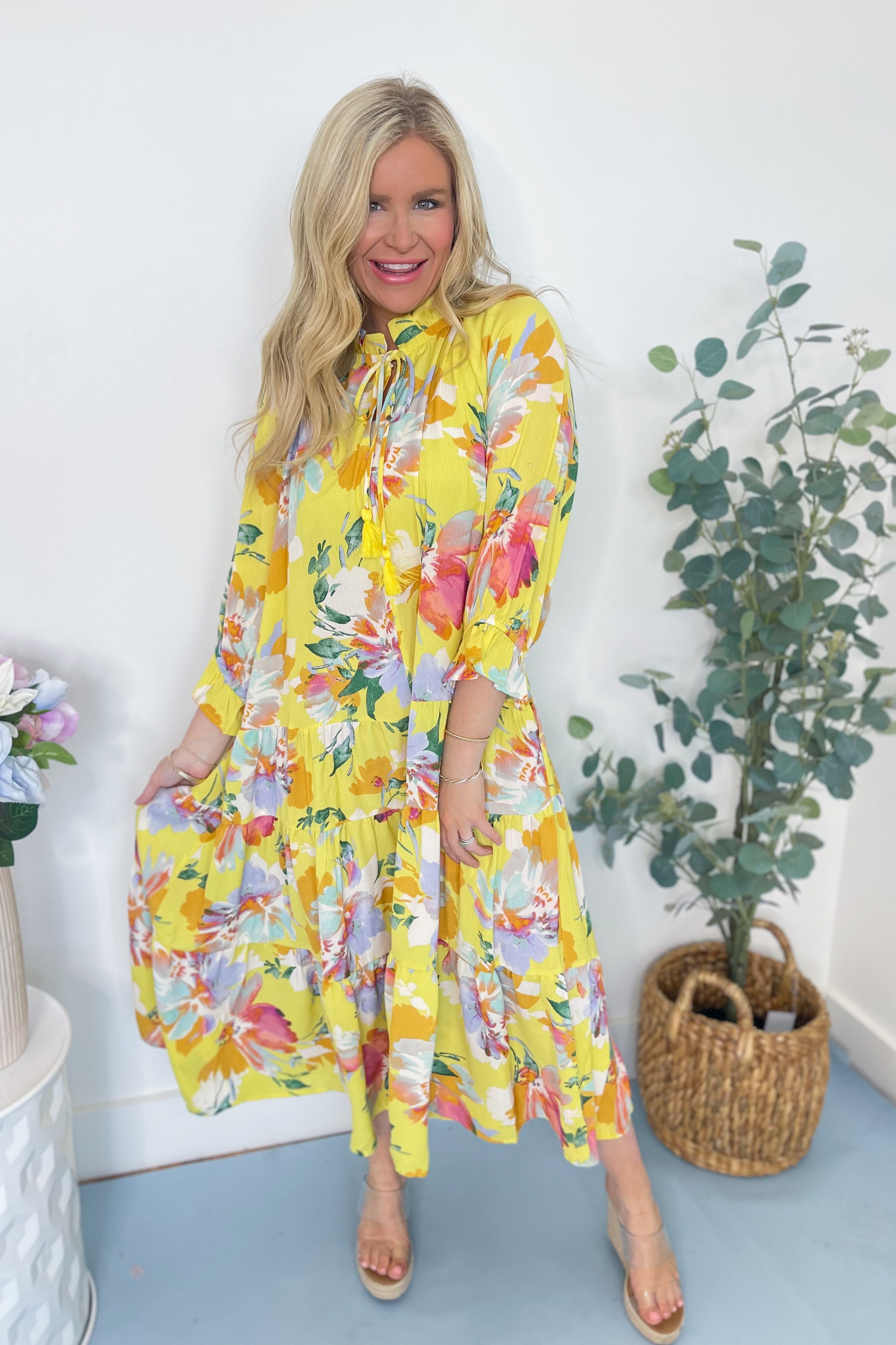 Deanna Floral Print Bubble Sleeve Tiered Maxi Dress *FINAL SALE* - Be You Boutique