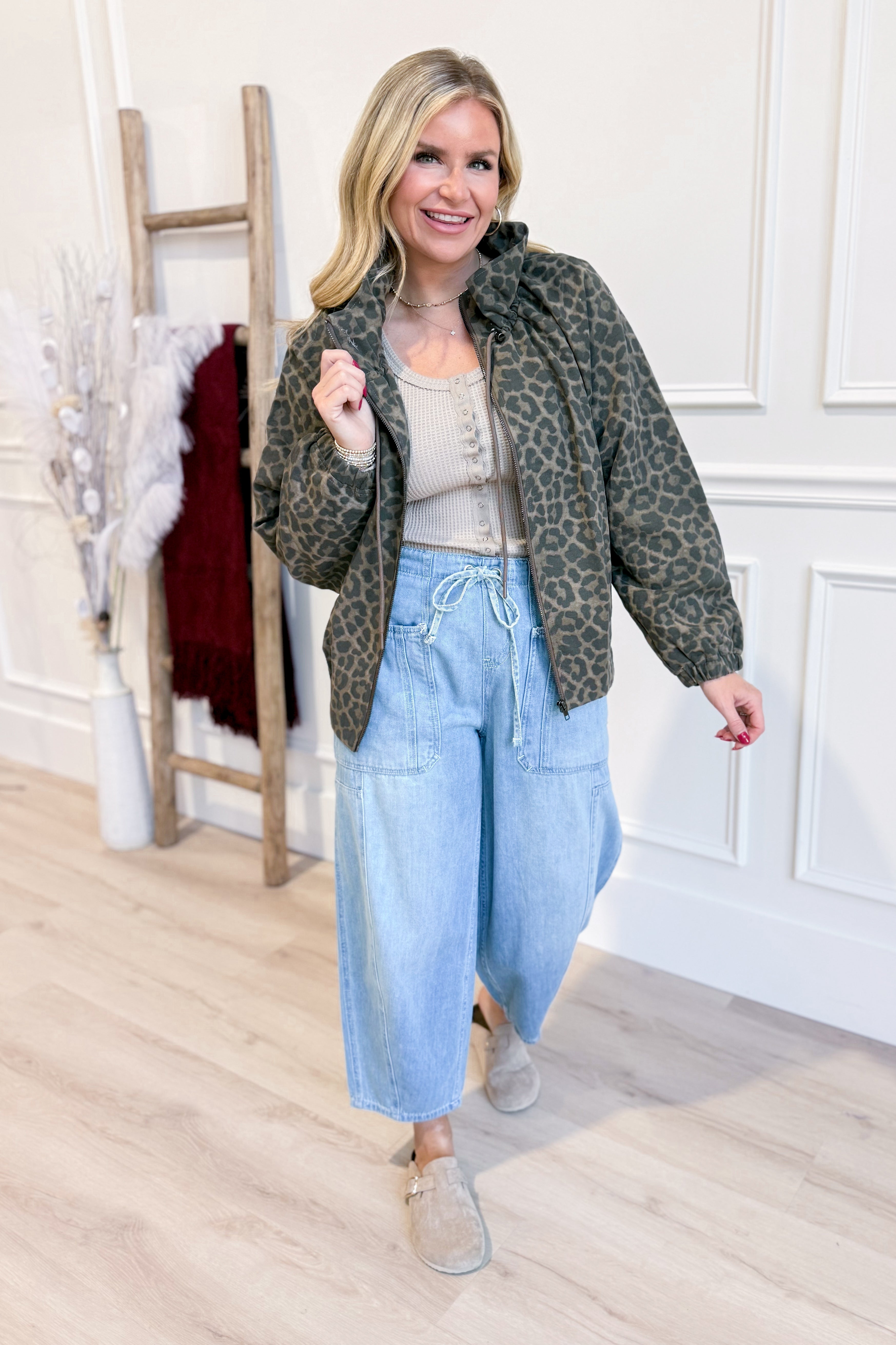 Wilma Leopard Print Zip Up Jacket - Be You Boutique