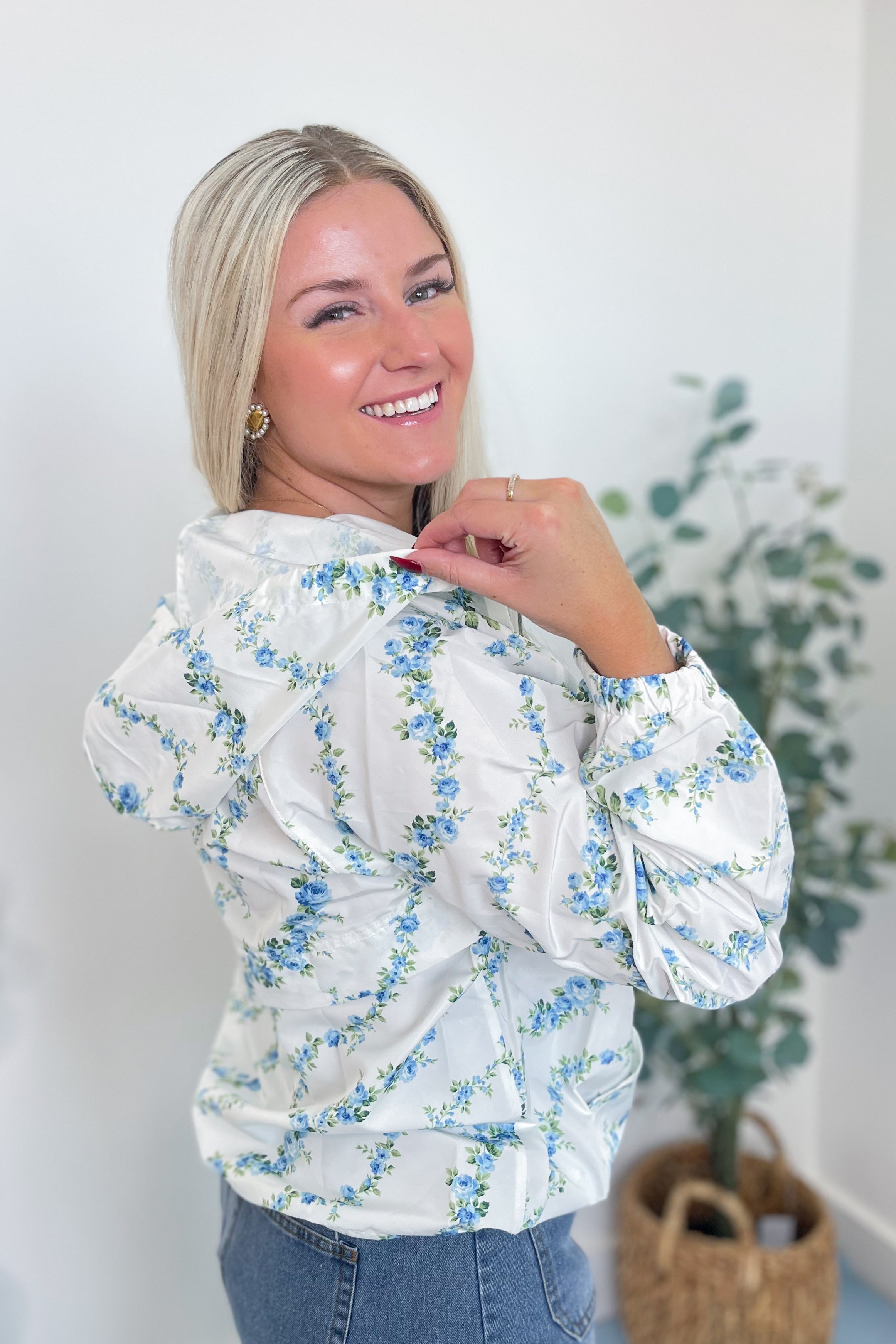 SPRING2026 Augusta Floral Print Long Sleeve Windbreaker Jacket - Be You Boutique