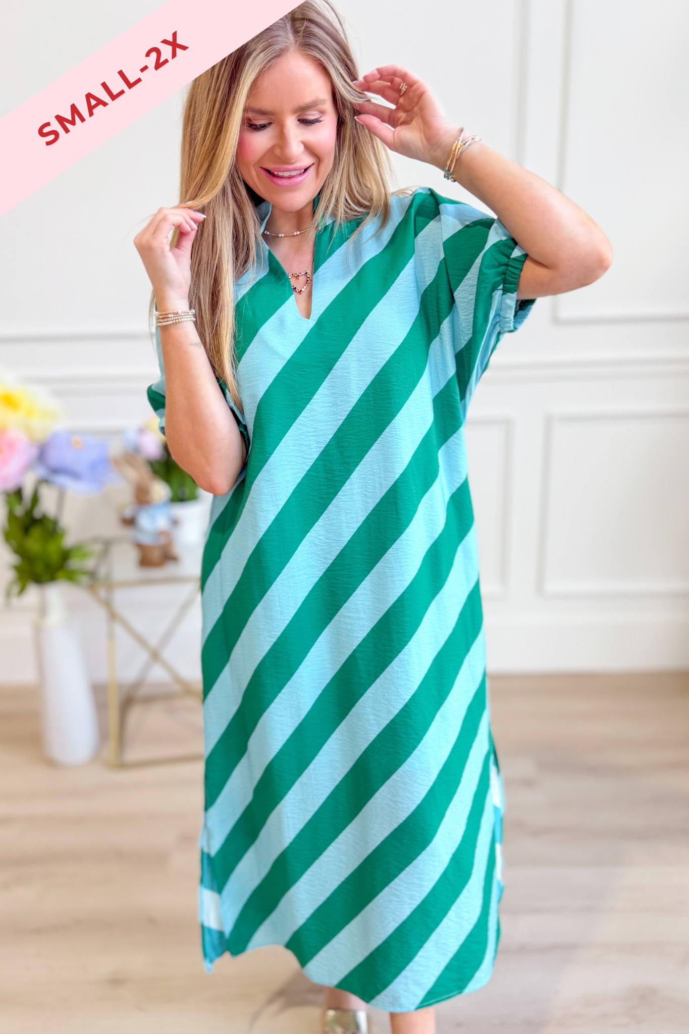 Vanna Diagonal Striped Midi Dress - Be You Boutique