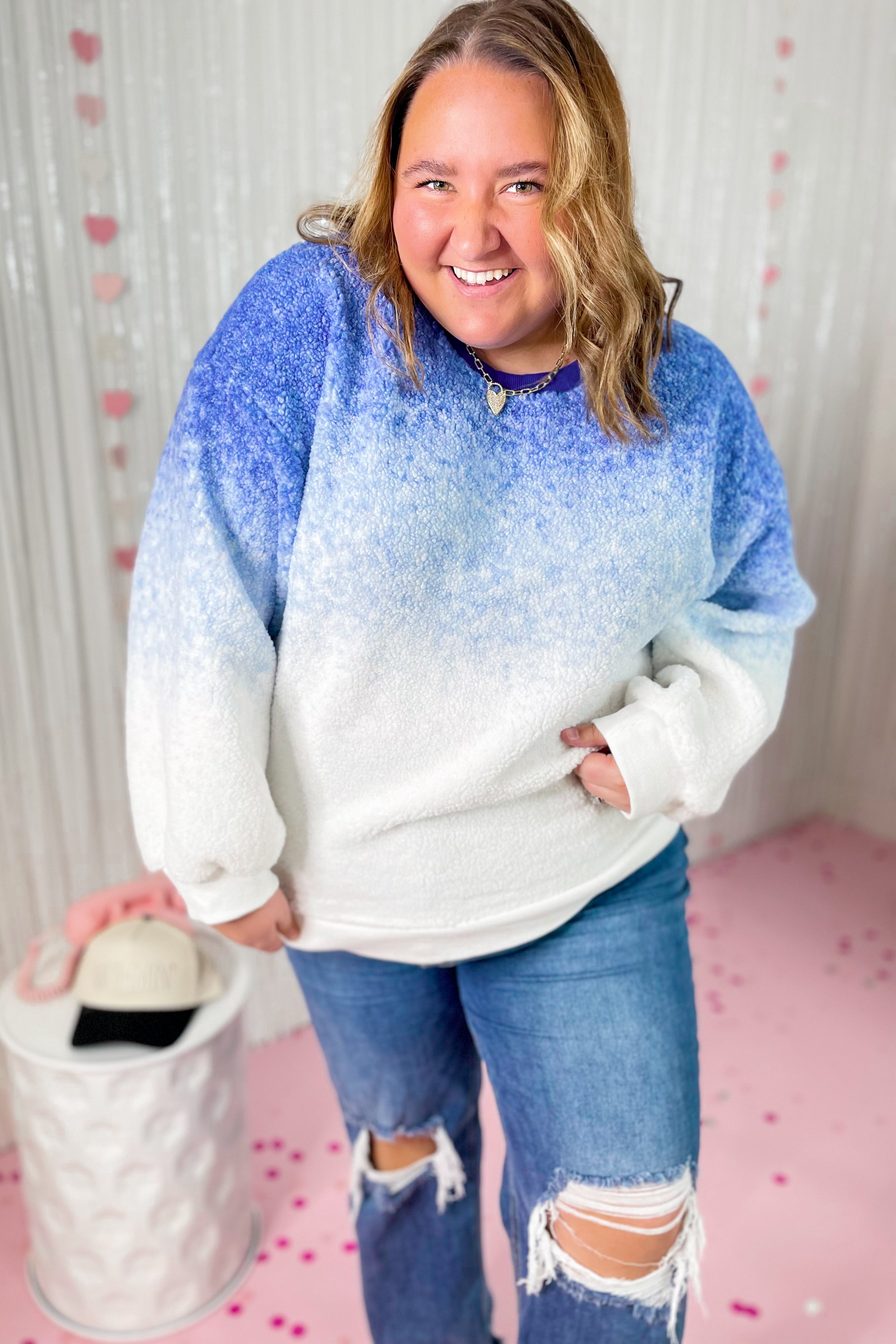 Jess Soft Fleece Ombre Oversized Pullover Top - Be You Boutique
