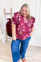 Faith Floral Printed Puff Sleeve Top - Be You Boutique