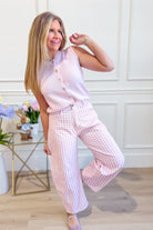 Ruth Washed Gingham Barrel Pant - Be You Boutique