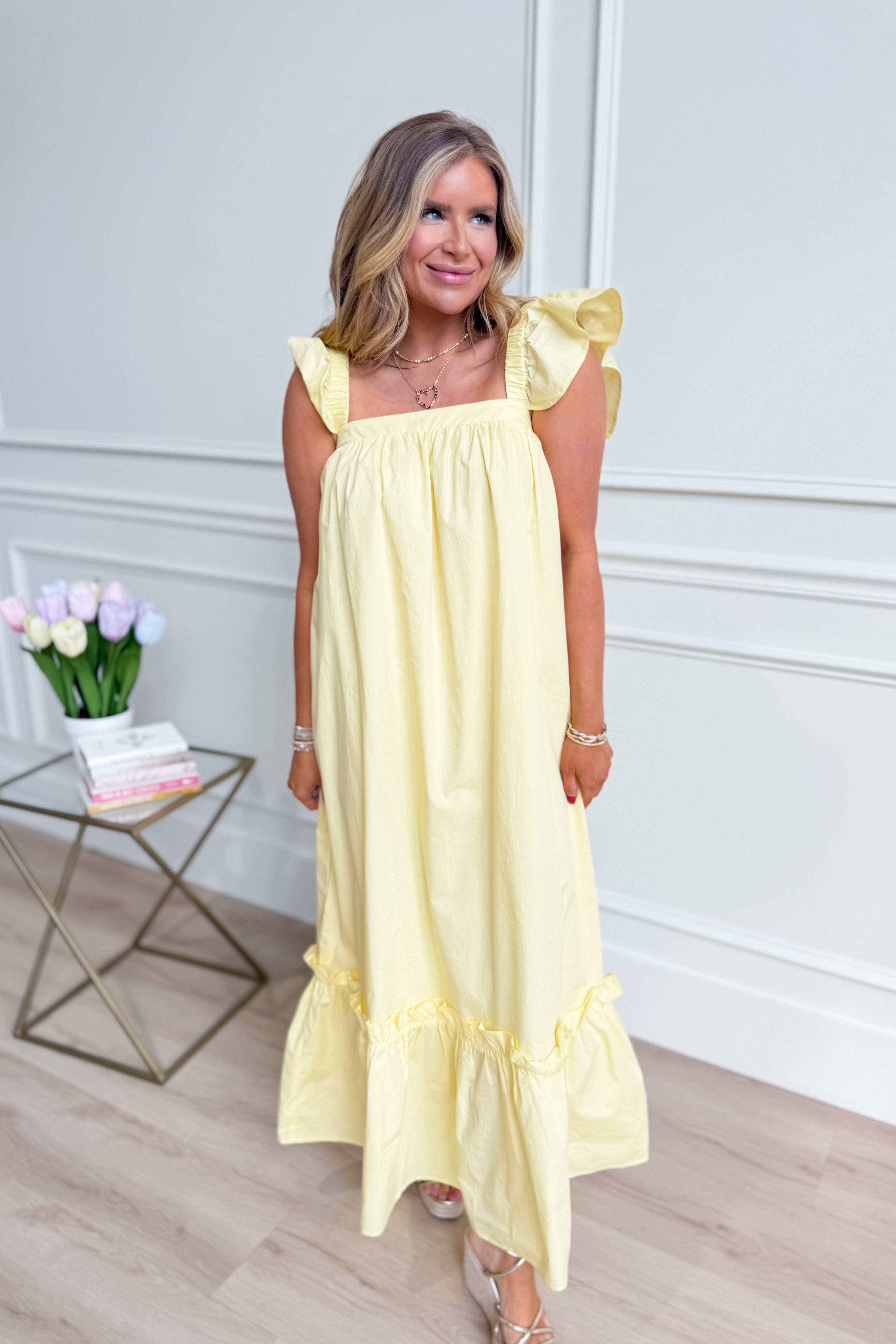 Folly Butter Flutter Sleeve Midi Dress Be You Boutique Folly Butter Flutter Sleeve Midi Dress Be You Boutique