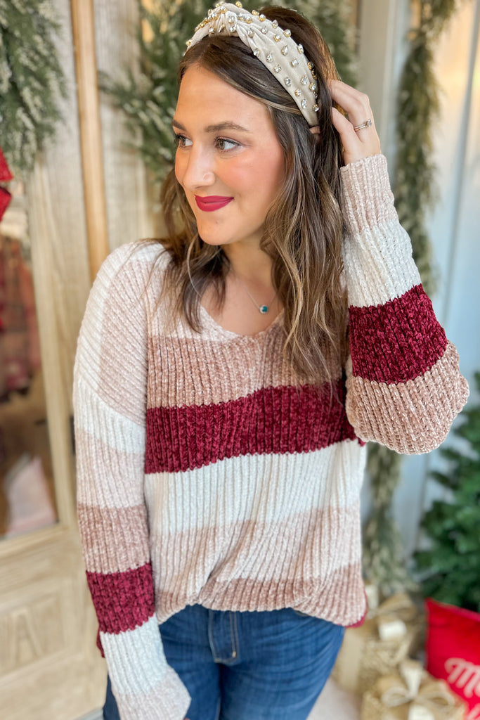 Austin Long Sleeve Multi Color V Neck Sweater - Be You Boutique