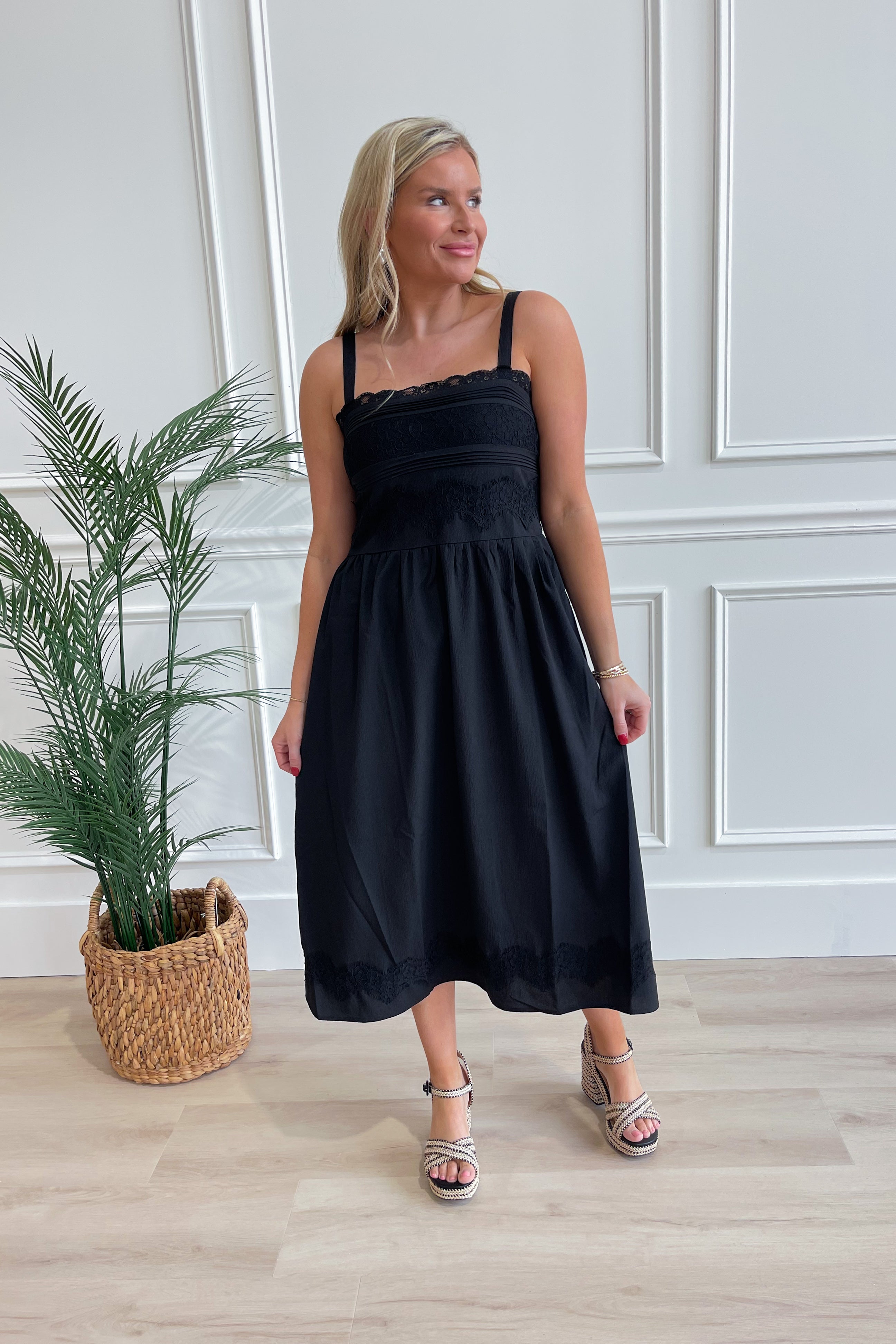 Sarah Lace Applique Midi Dress - Be You Boutique