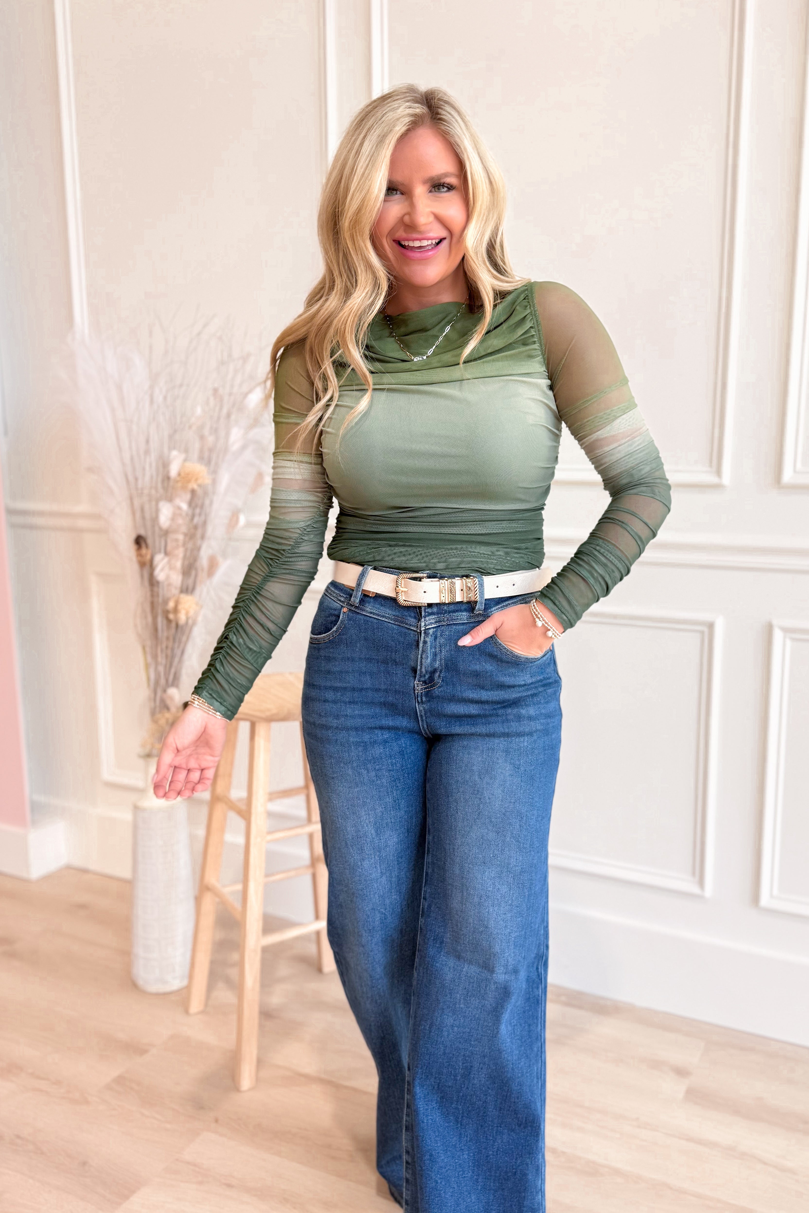 Lynette Long Sleeve Ombre Top - Be You Boutique