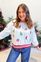 Mary Square Millie Tidings and Toile graphic pullover sweatshirt with festive toile design