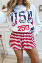 Eli striped comfy elastic waist shorts by BUCKET LIST, 152 shorts style, with a relaxed fit and casual striped design.