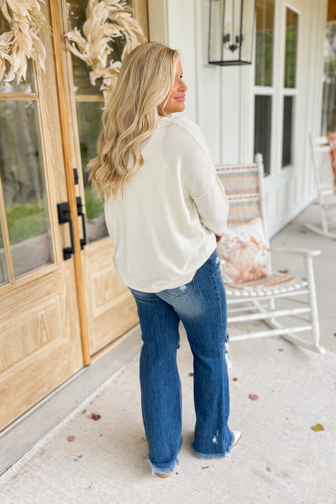 Eleanor Long Sleeve Extended Shoulder Sweater - Be You Boutique