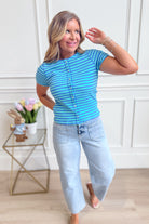 Molly Mint Striped Ribbed Knit Top - Be You Boutique