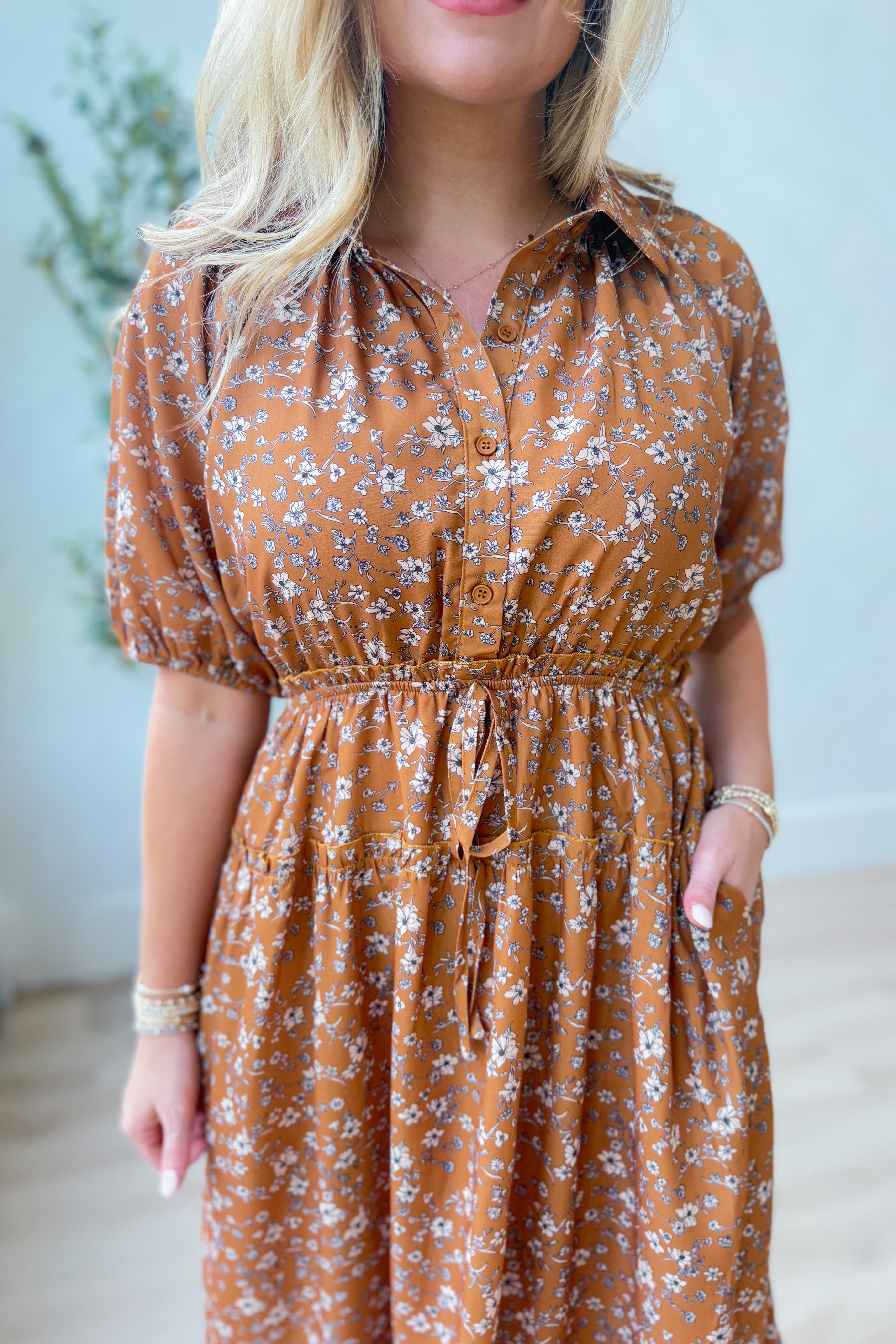 Diana Floral Bubble Sleeve Midi Dress - Be You Boutique