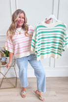 Callie Striped Half Sleeve Knitted Top - Be You Boutique