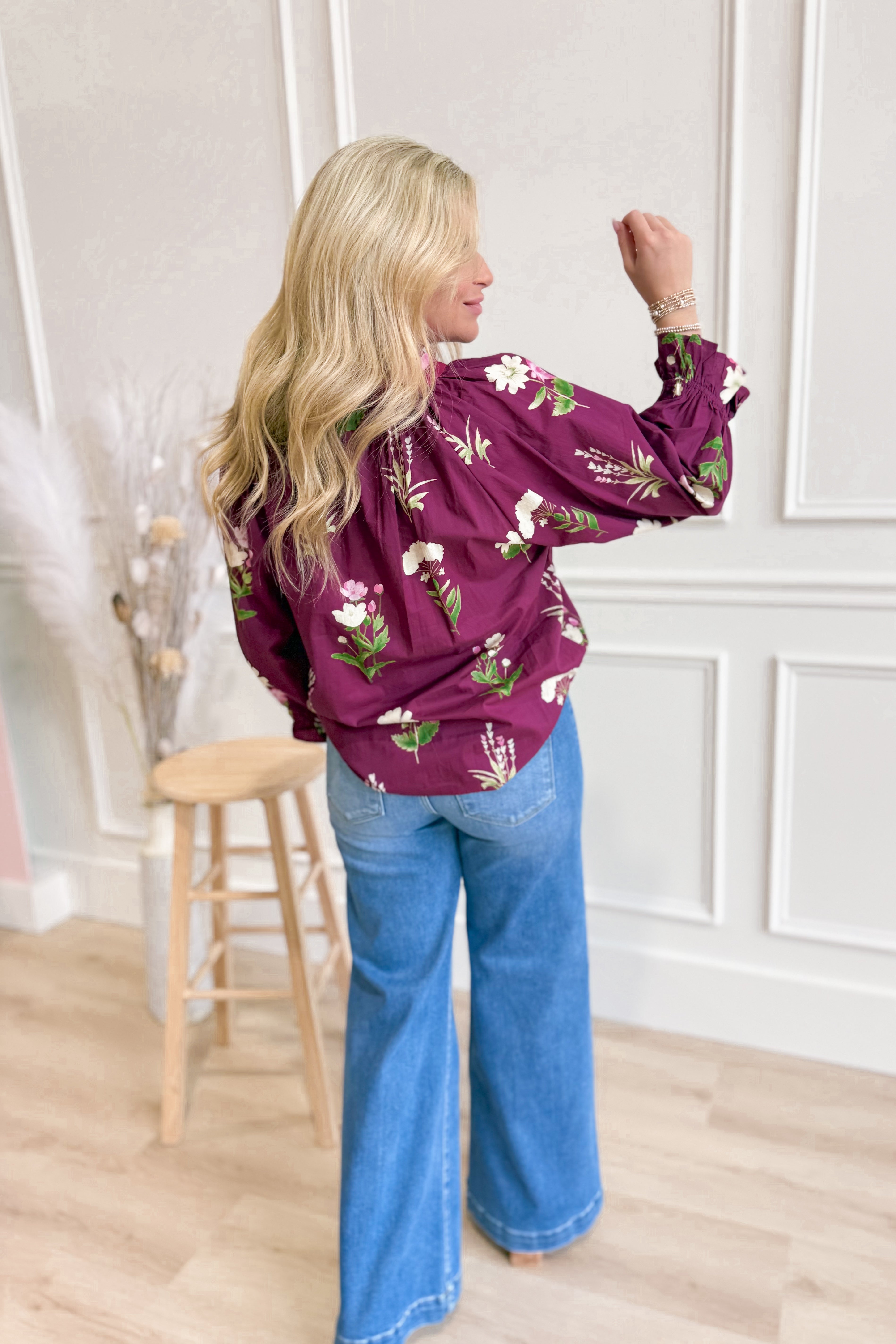 Hannah Floral Print Contrast Trim Blouse - Be You Boutique