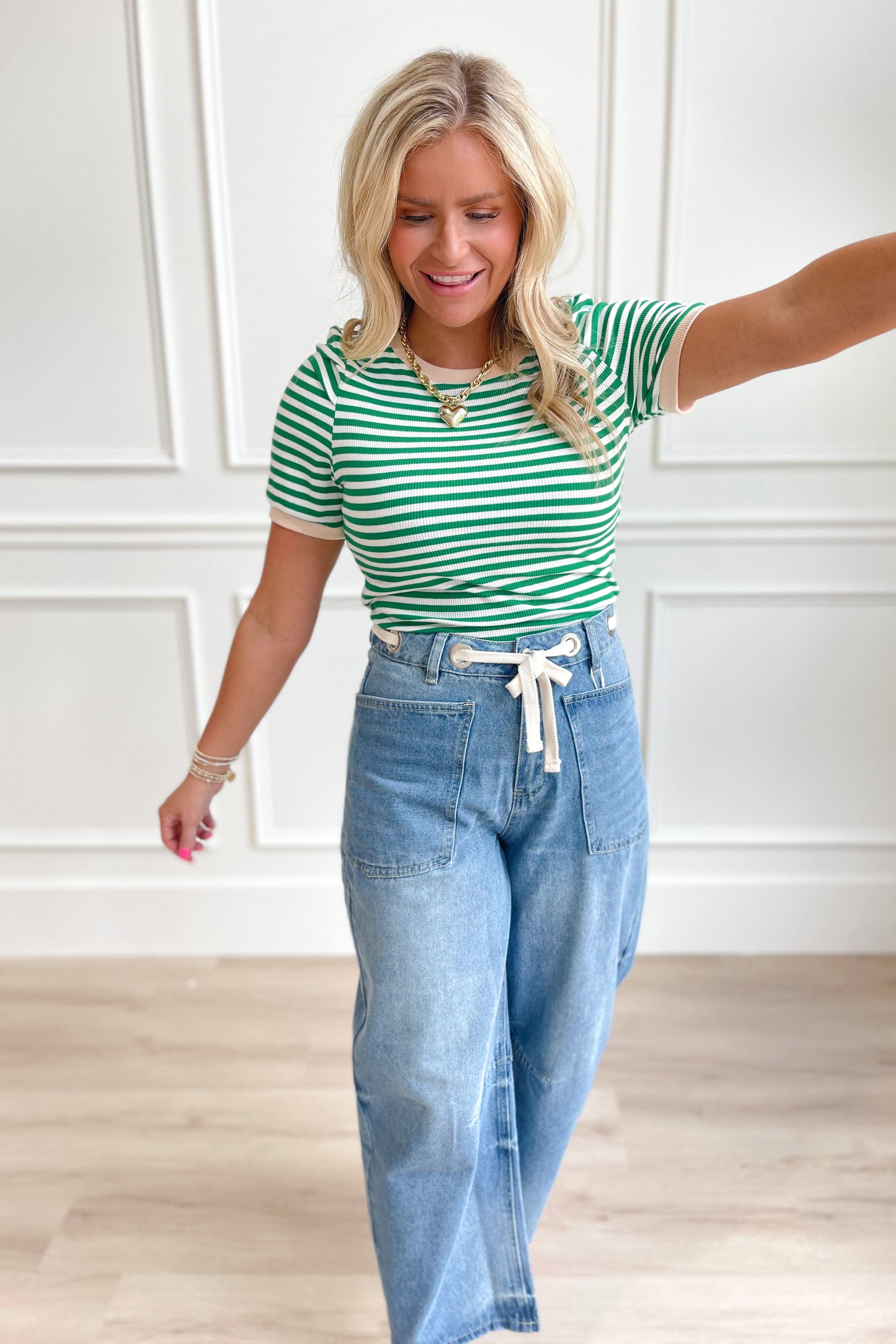 Jeri Striped Puff Sleeve Top - Be You Boutique