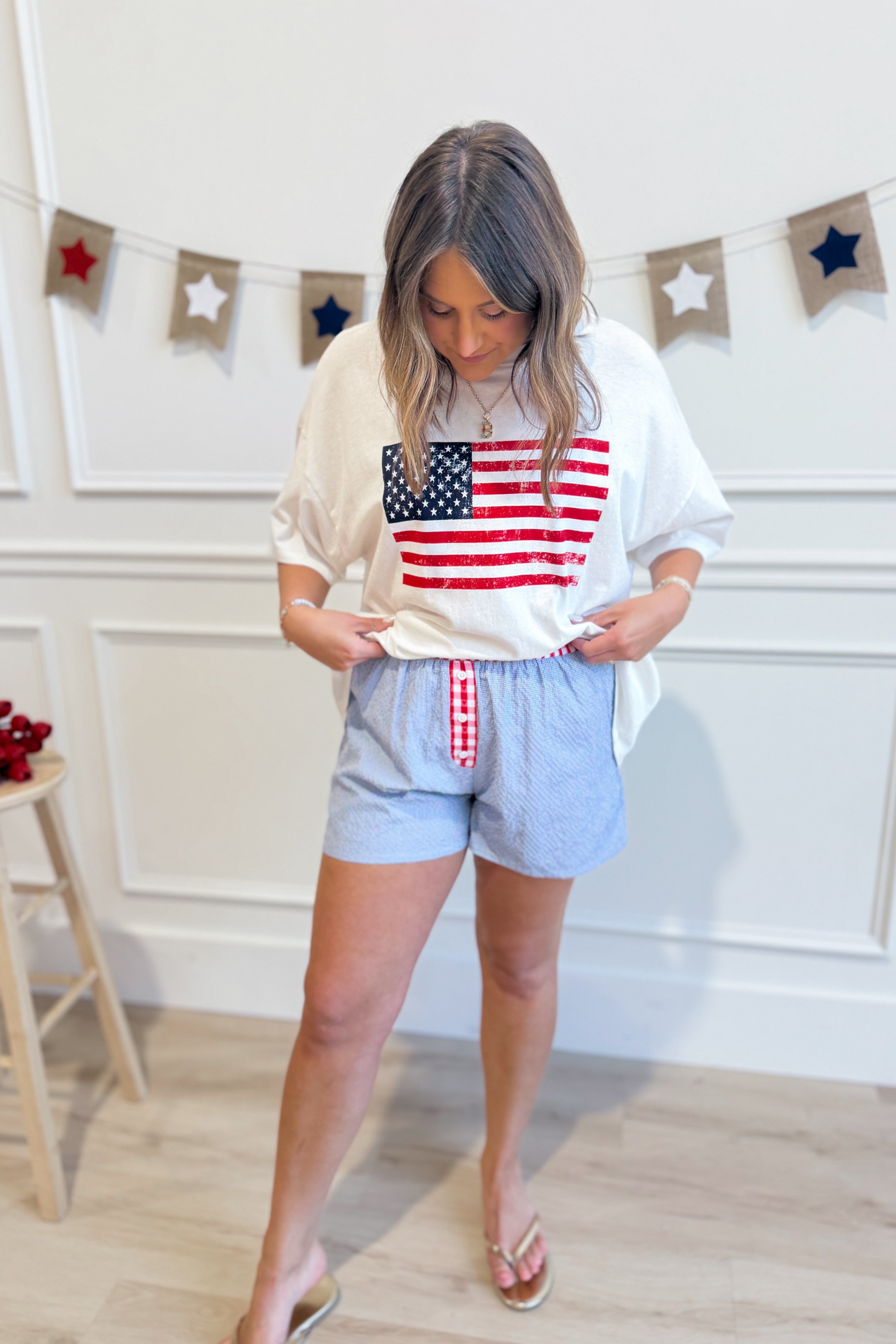 Alexander American Flag T-Shirt by HYFVE, featuring a patriotic graphic design on a casual 117 graphic tee.