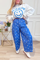 Landry Royal Blue Polka Dot Barrel Jean - Be You Boutique