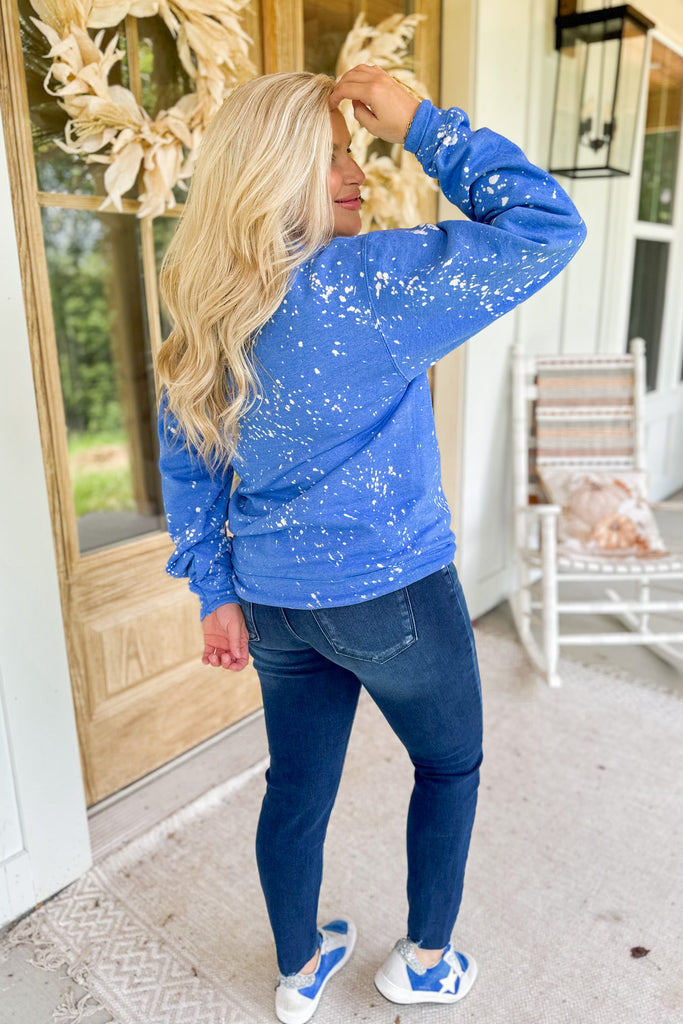 Kentucky Heather Sprinkle Bleached Long Sleeve Sweatshirt Top - Be You Boutique