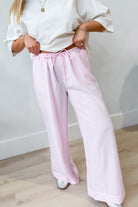 HYFVE Carrie Gingham Wide Leg Pant in black and white gingham, showing the full length with high waist and wide-leg silhouette.