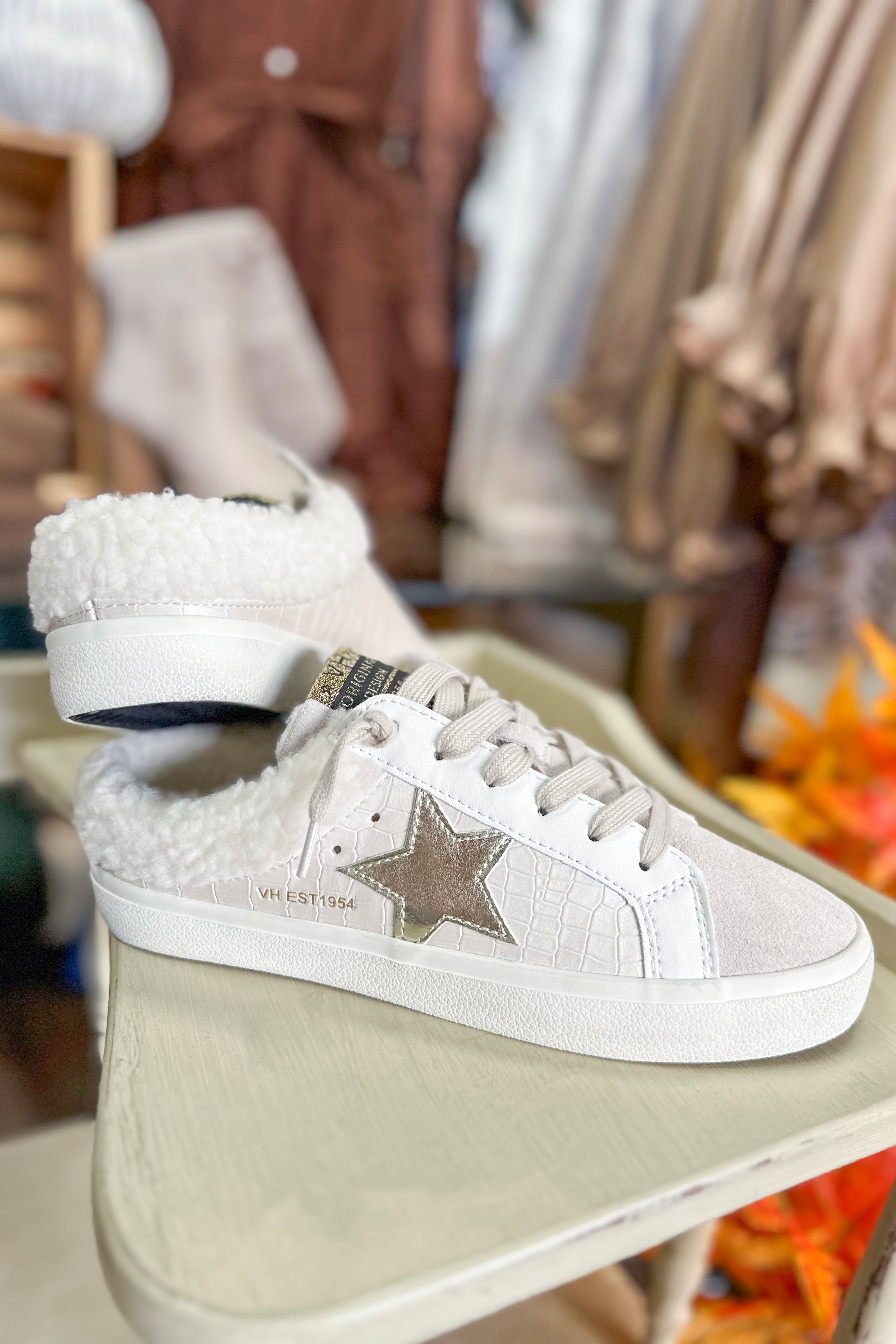 Vintage Havana Hearty 14 Nude Croco Fur Slide On Low Top Sneaker - Be You Boutique