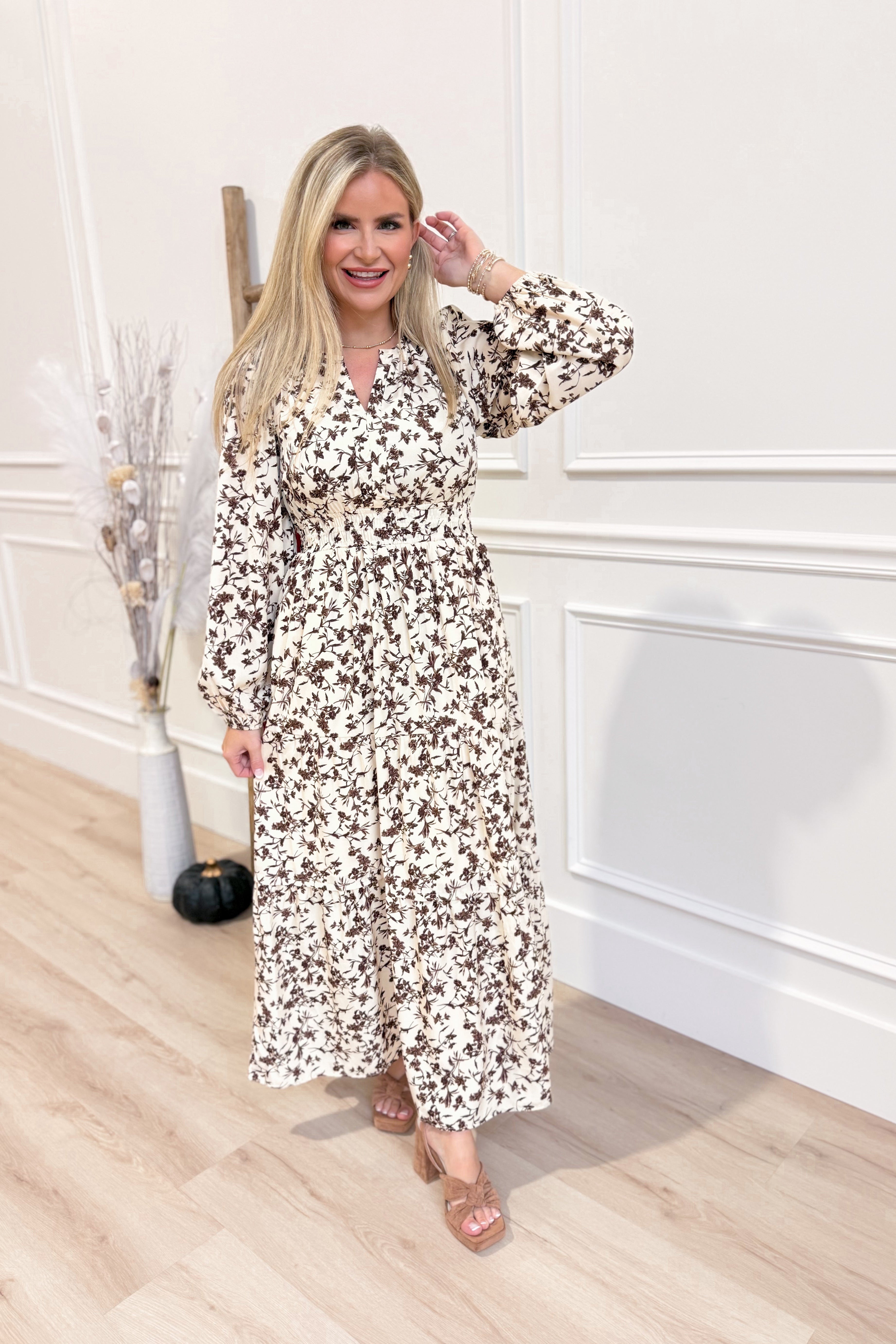 Gracie Floral Printed Midi Dress - Be You Boutique