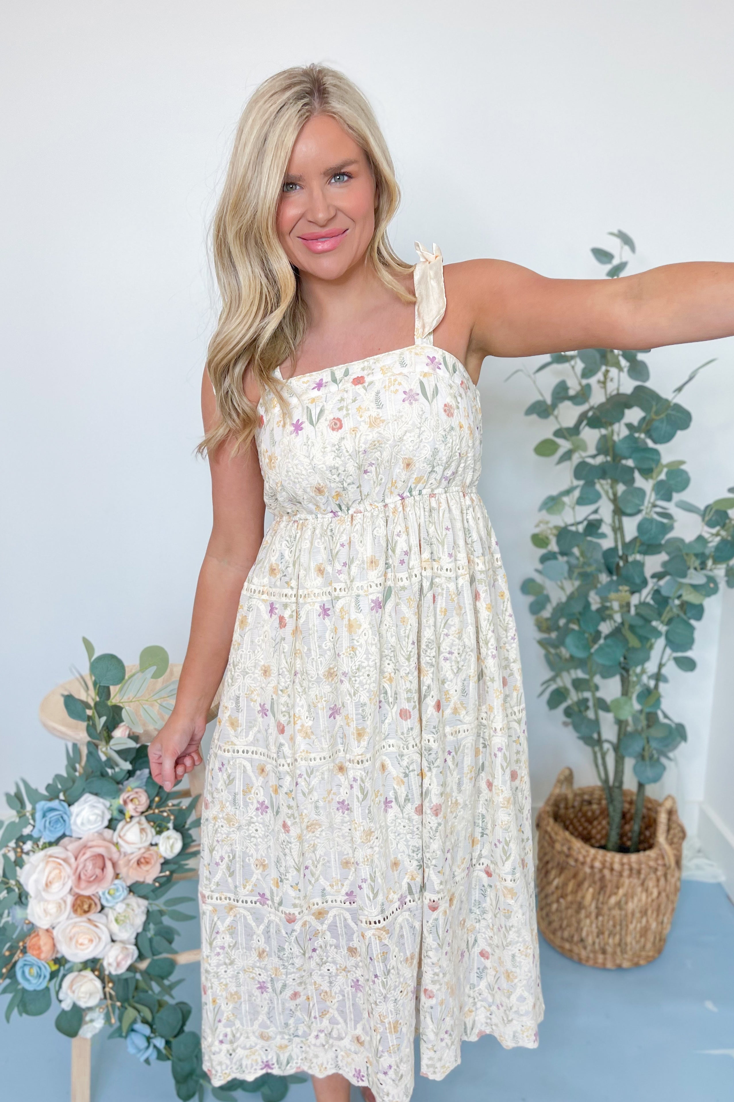 Sydney Eyelet Tiered Midi Dress - Be You Boutique