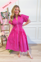Kristen Striped Zip Up Midi Dress - Be You Boutique