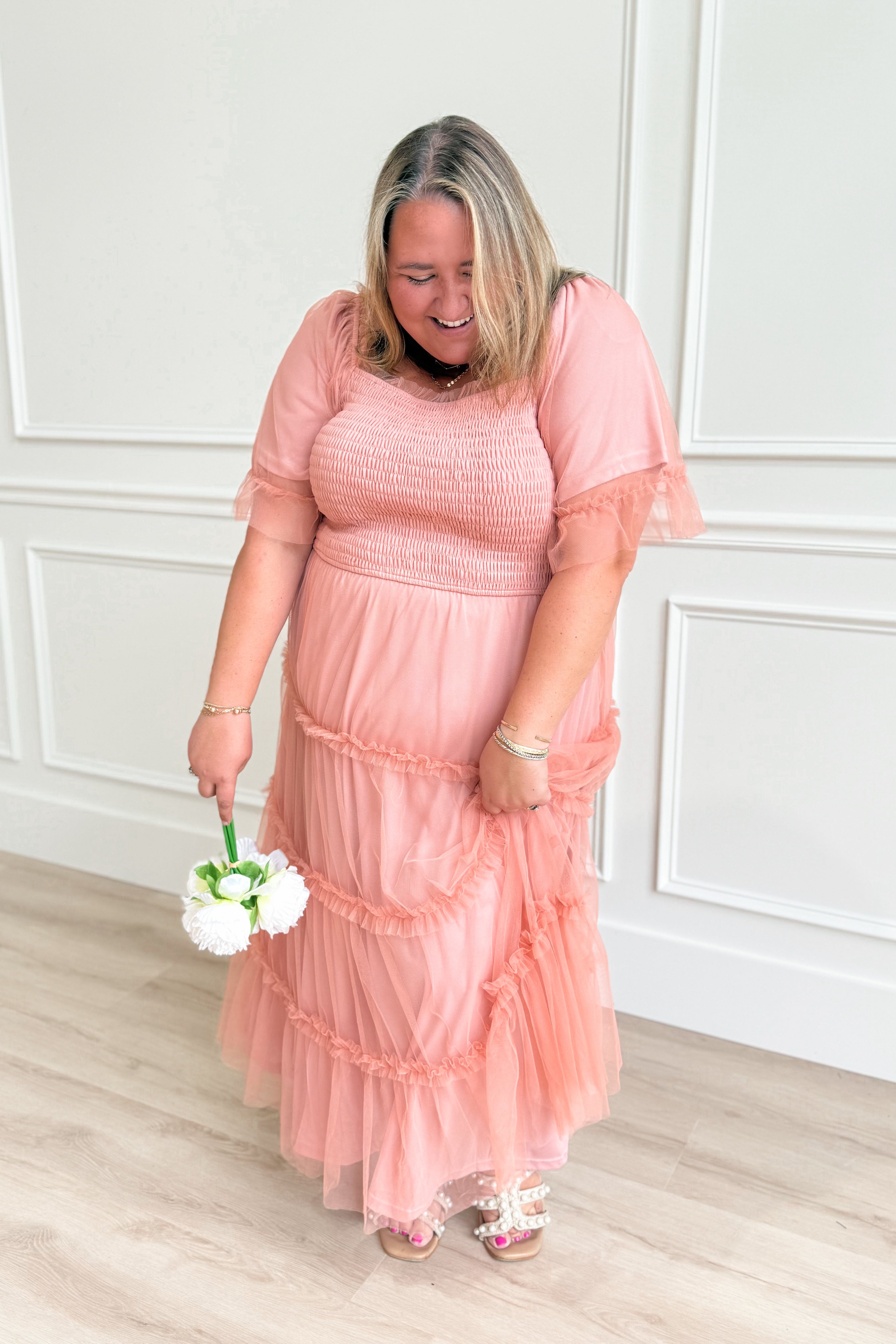 Shallow Mesh Sleeve Midi Dress - Be You Boutique