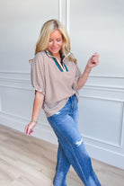 Kelly Striped Split Neck Top - Be You Boutique