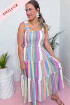 Shelly Striped Smocked Midi Dress - Be You Boutique