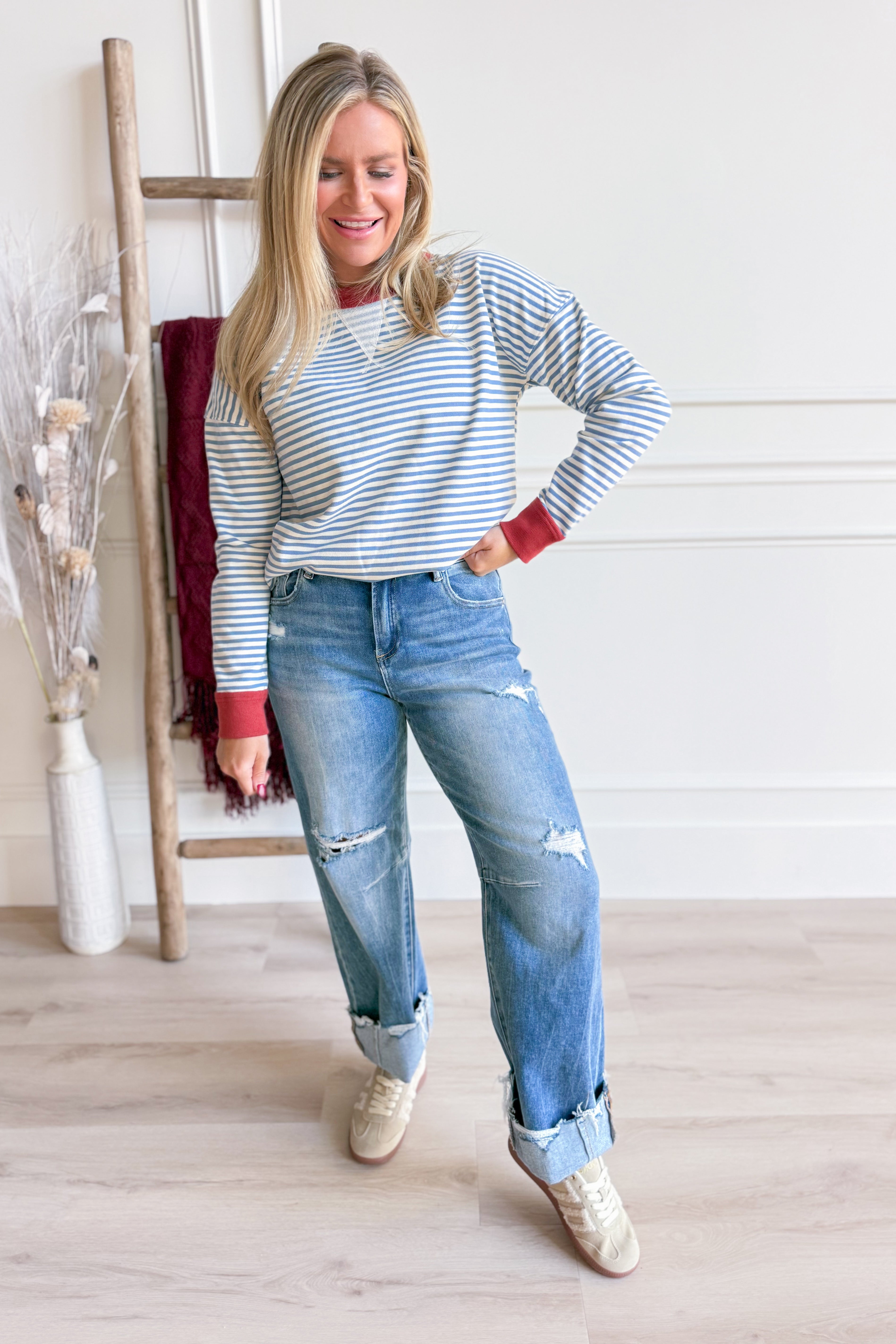 Bethany Striped Long Sleeve Top - Be You Boutique