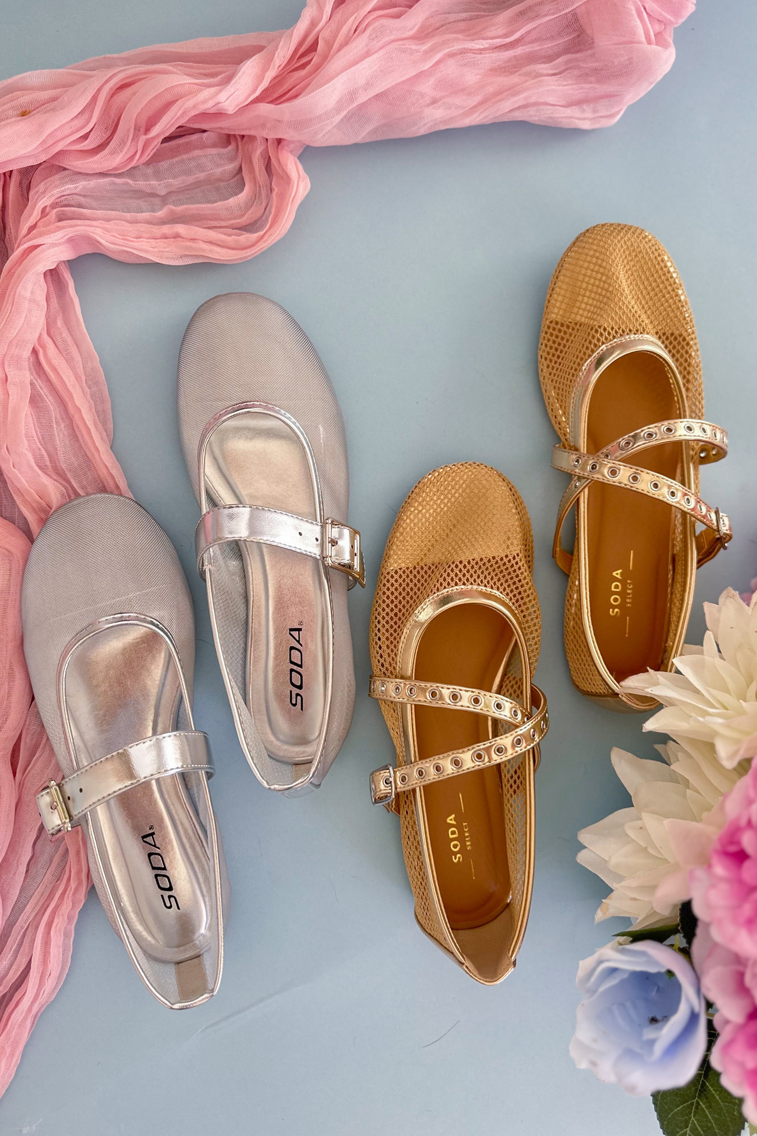 Soda Summer Round Toe Mesh Mary Jane Flat - Be You Boutique