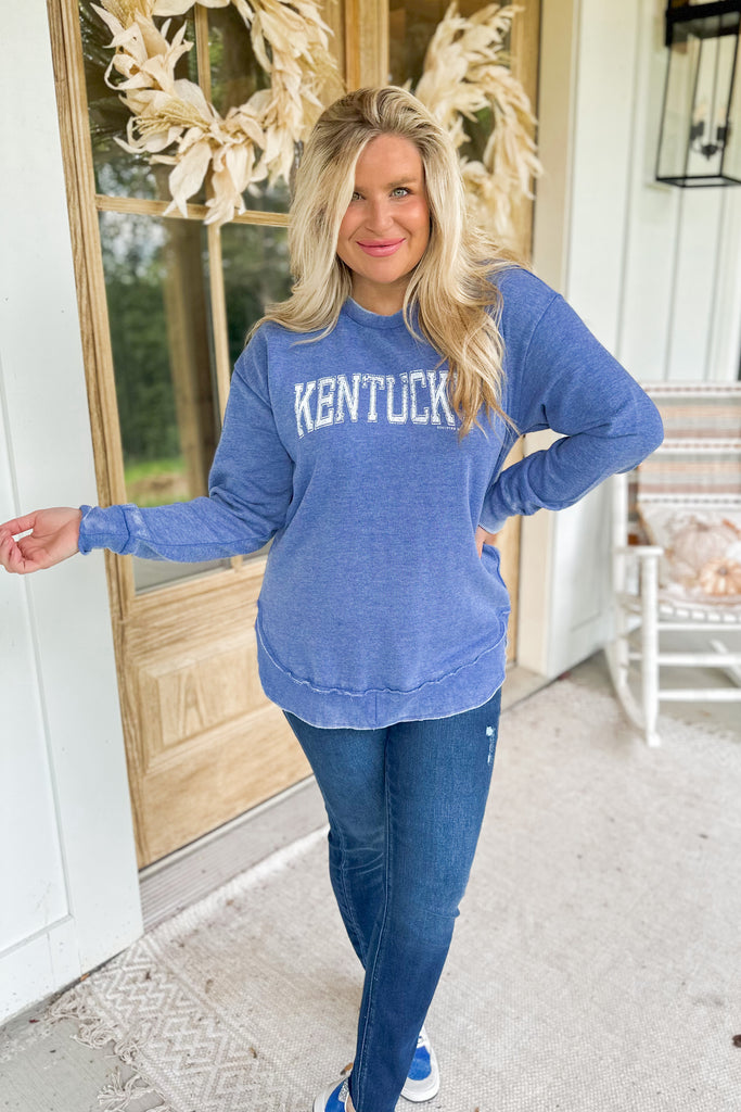 Kentucky Royal Scoop Fleece Heather Long Sleeve Sweatshirt Top - Be You Boutique