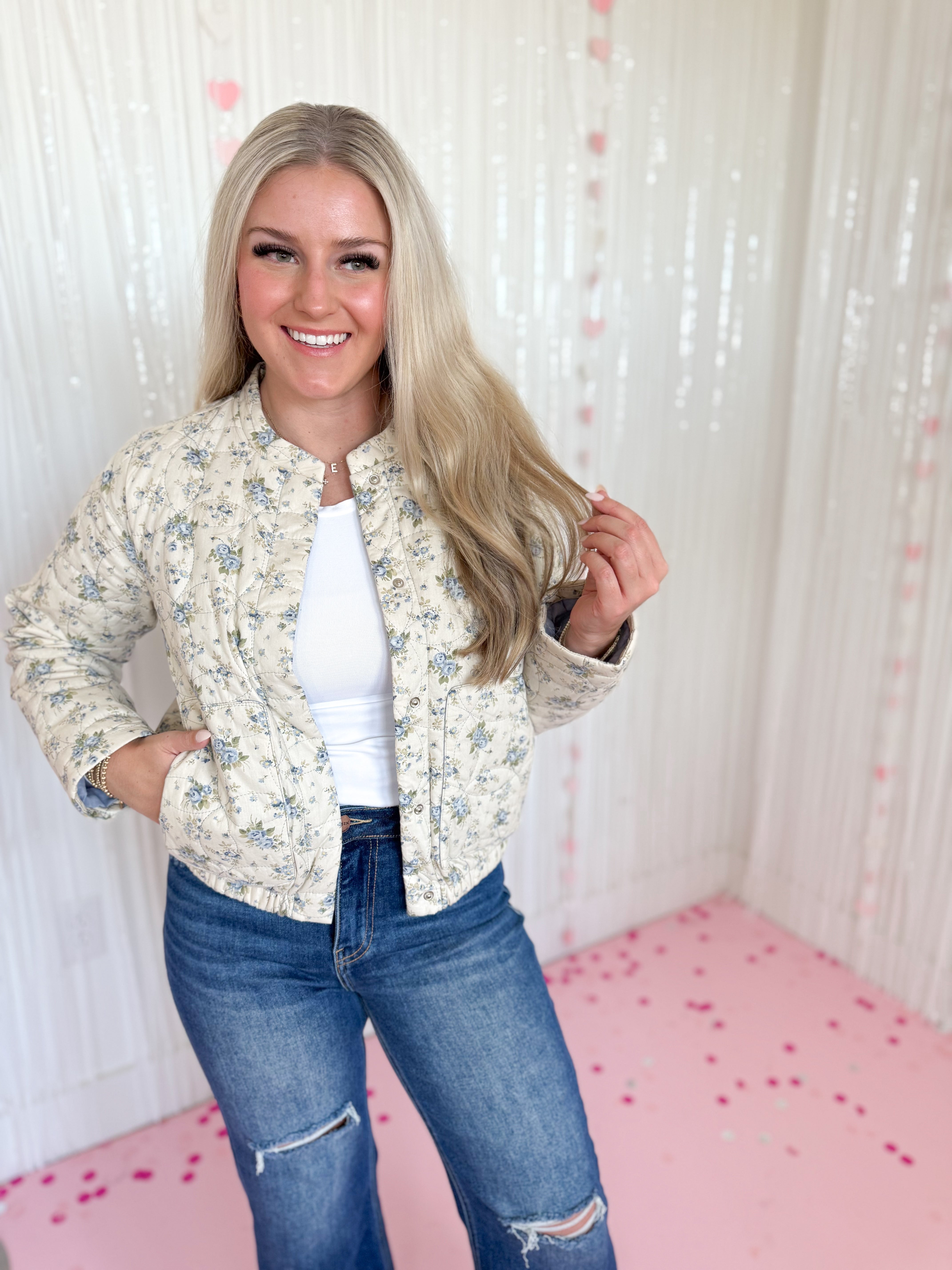 Judson Quilted Floral Button Down Jacket *FINAL SALE* - Be You Boutique