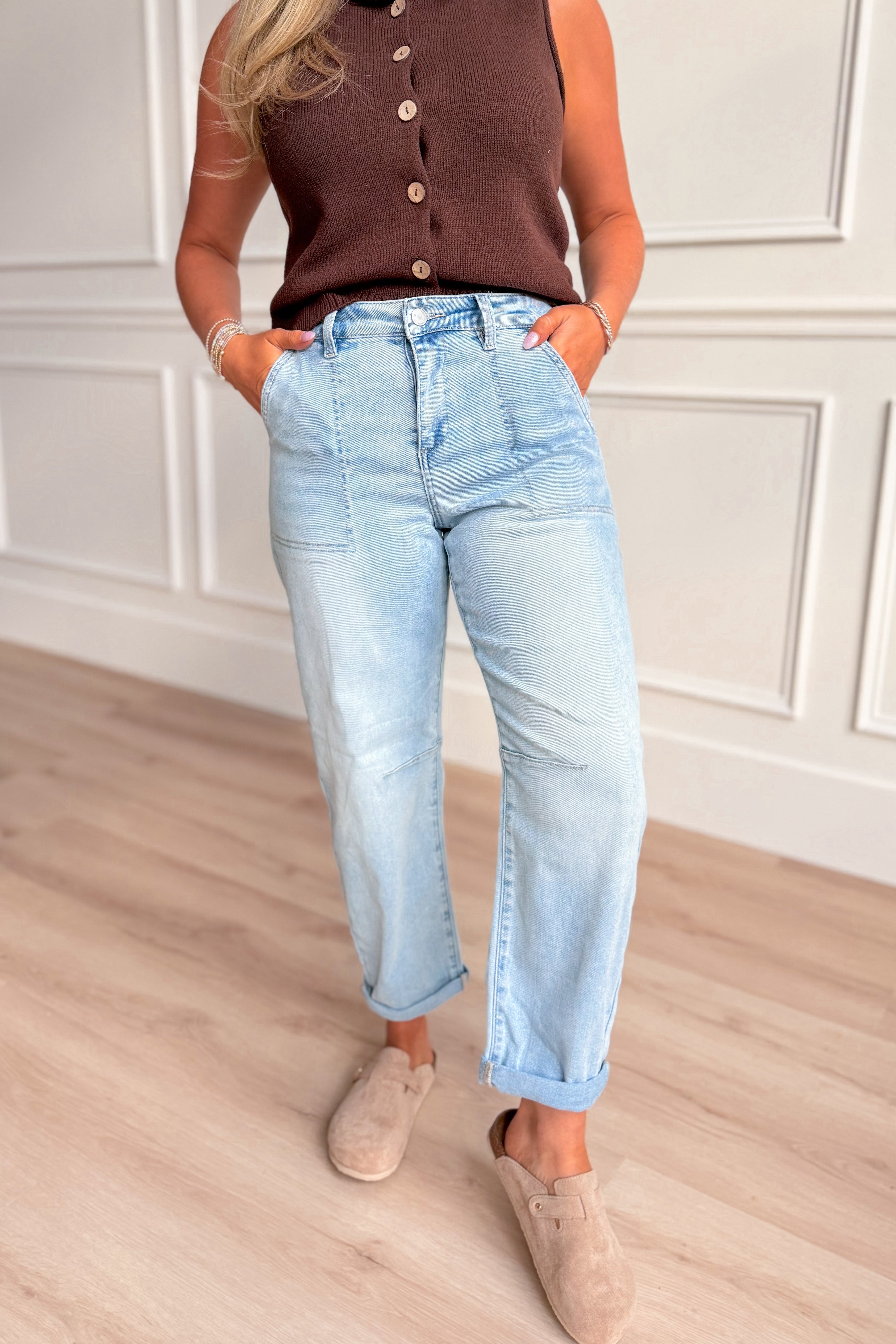 Risen Zach Mid Rise Barrel Jeans [1-3XL] - Be You Boutique