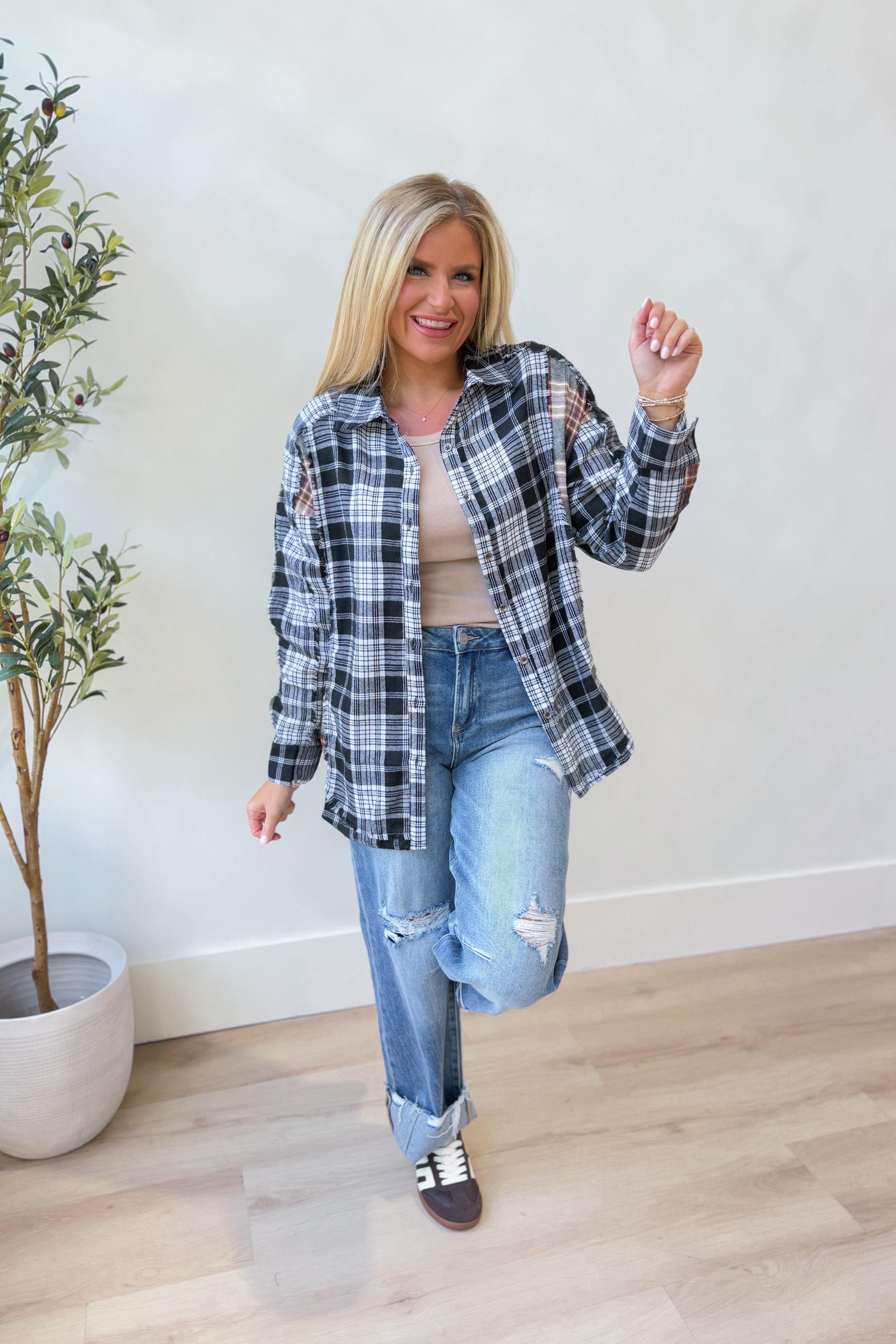 Simpson Plaid Button Down Flannel - Be You Boutique