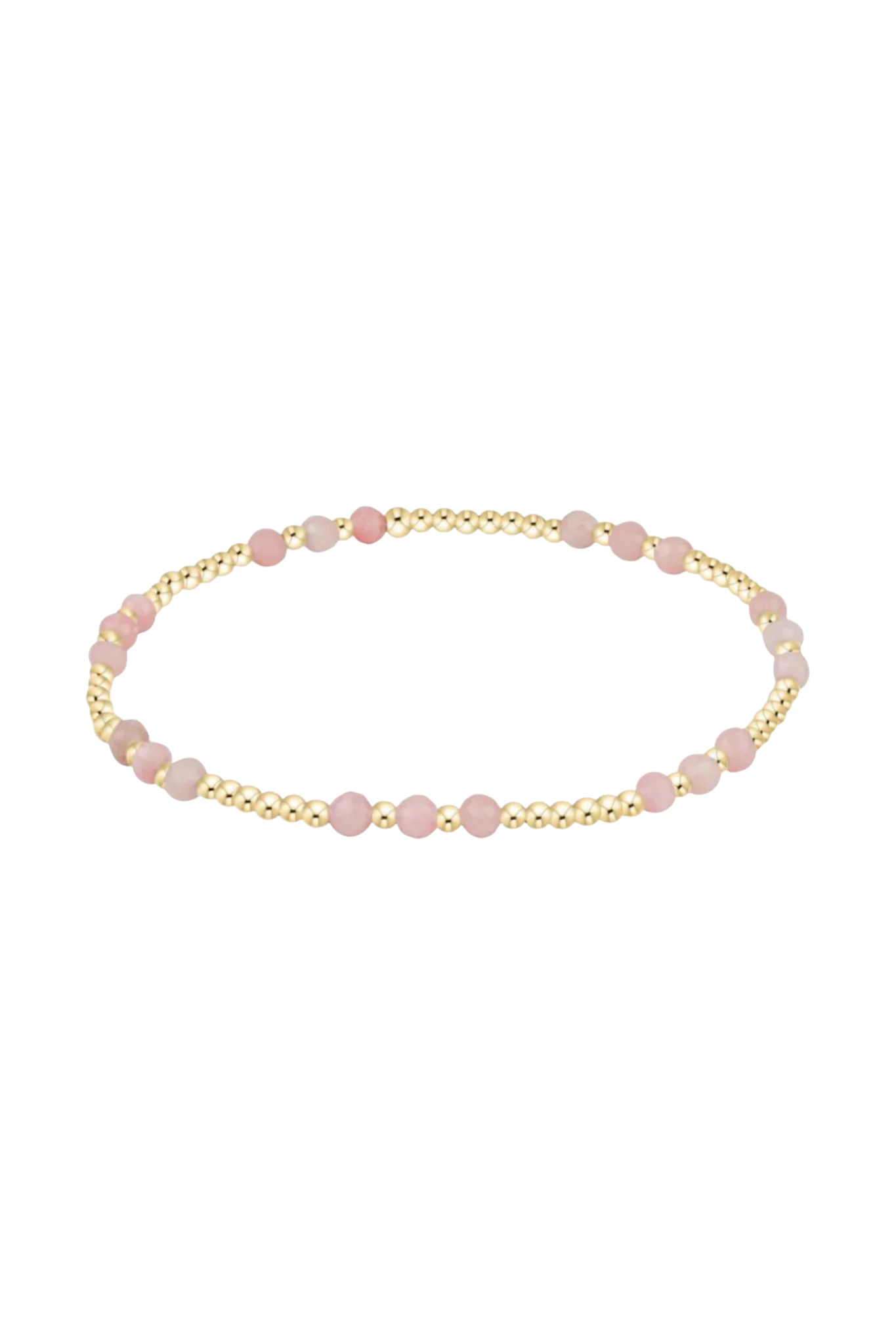 Enewton pink opal gold joy gem bracelet with delicate gold chain and pink opal beads, showcasing elegant jewelry design.